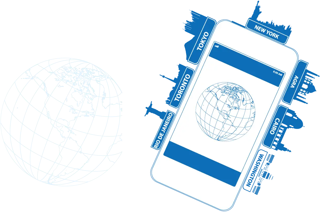Smartphone with Global City Icons