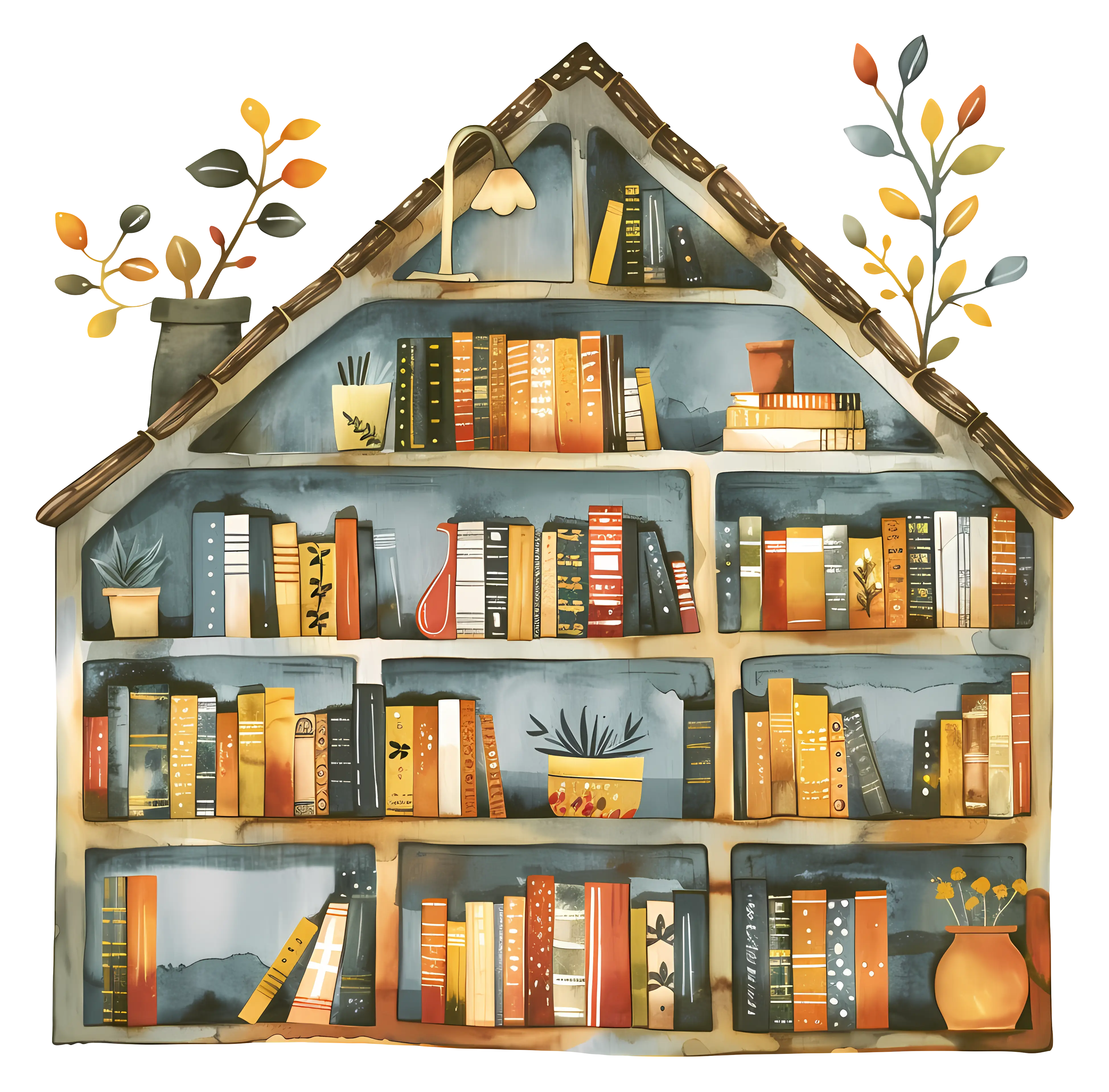 Bookshelf in House Shape Design