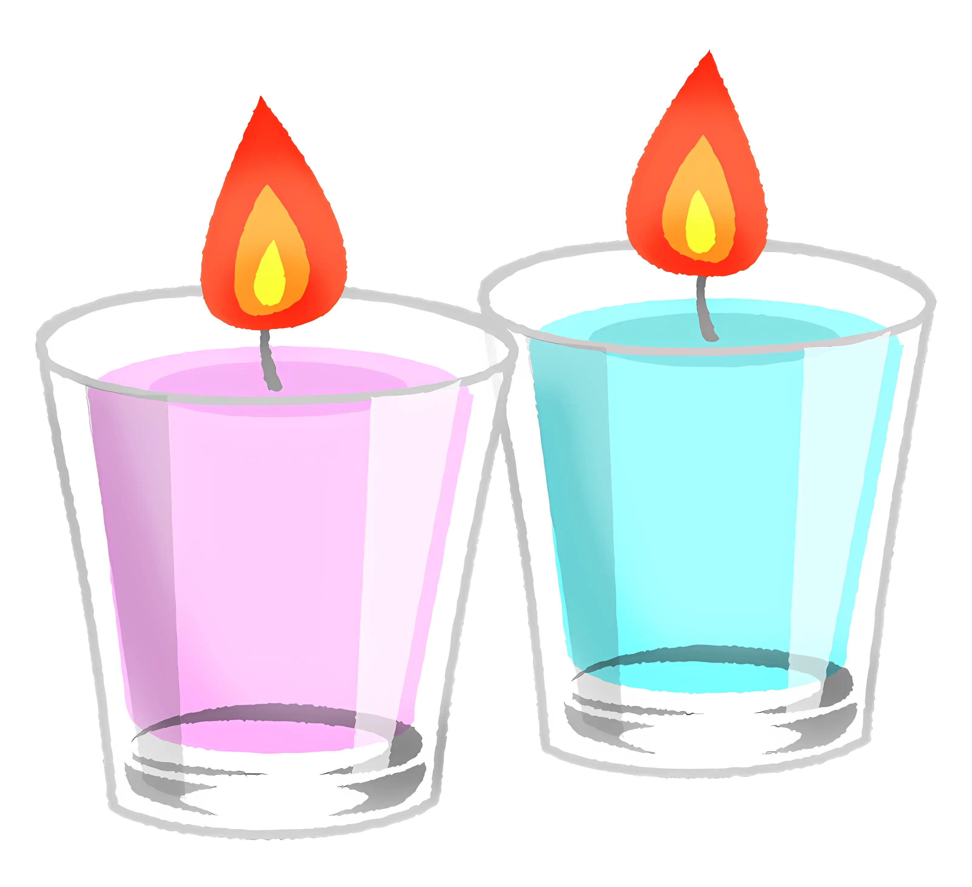 Colorful Candles in Glass Holders