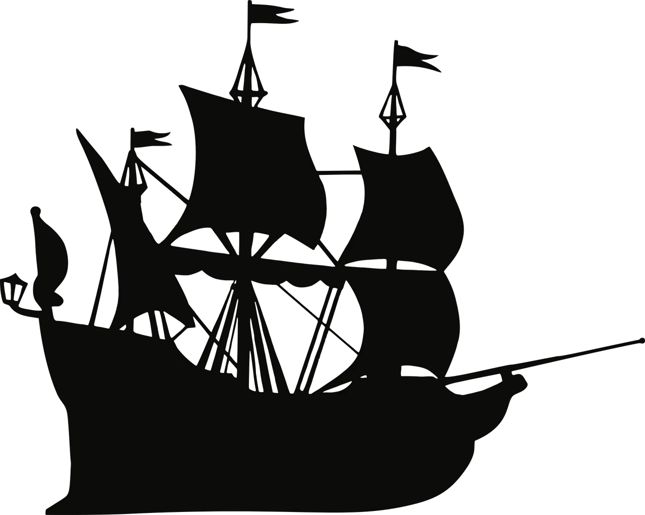 Black Silhouette of a Historical Ship