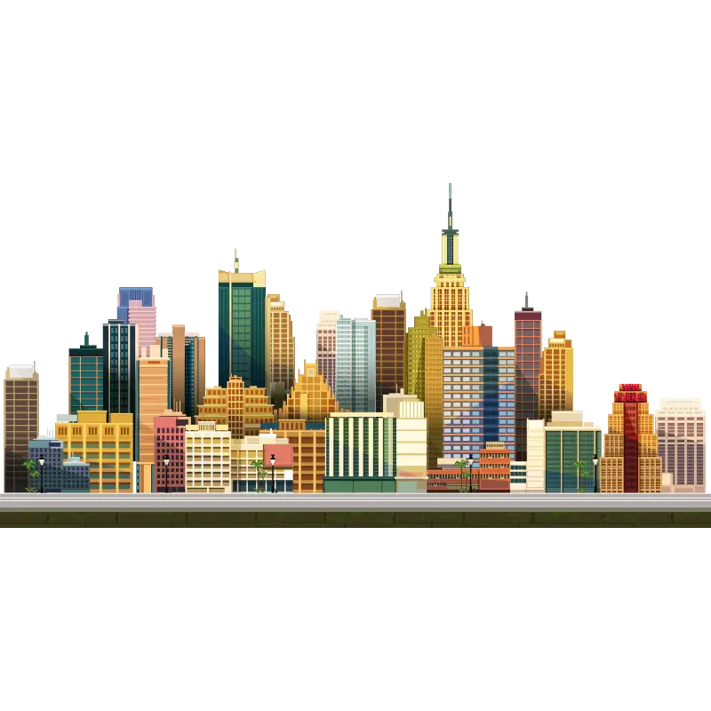 Colorful City Skyline Illustration