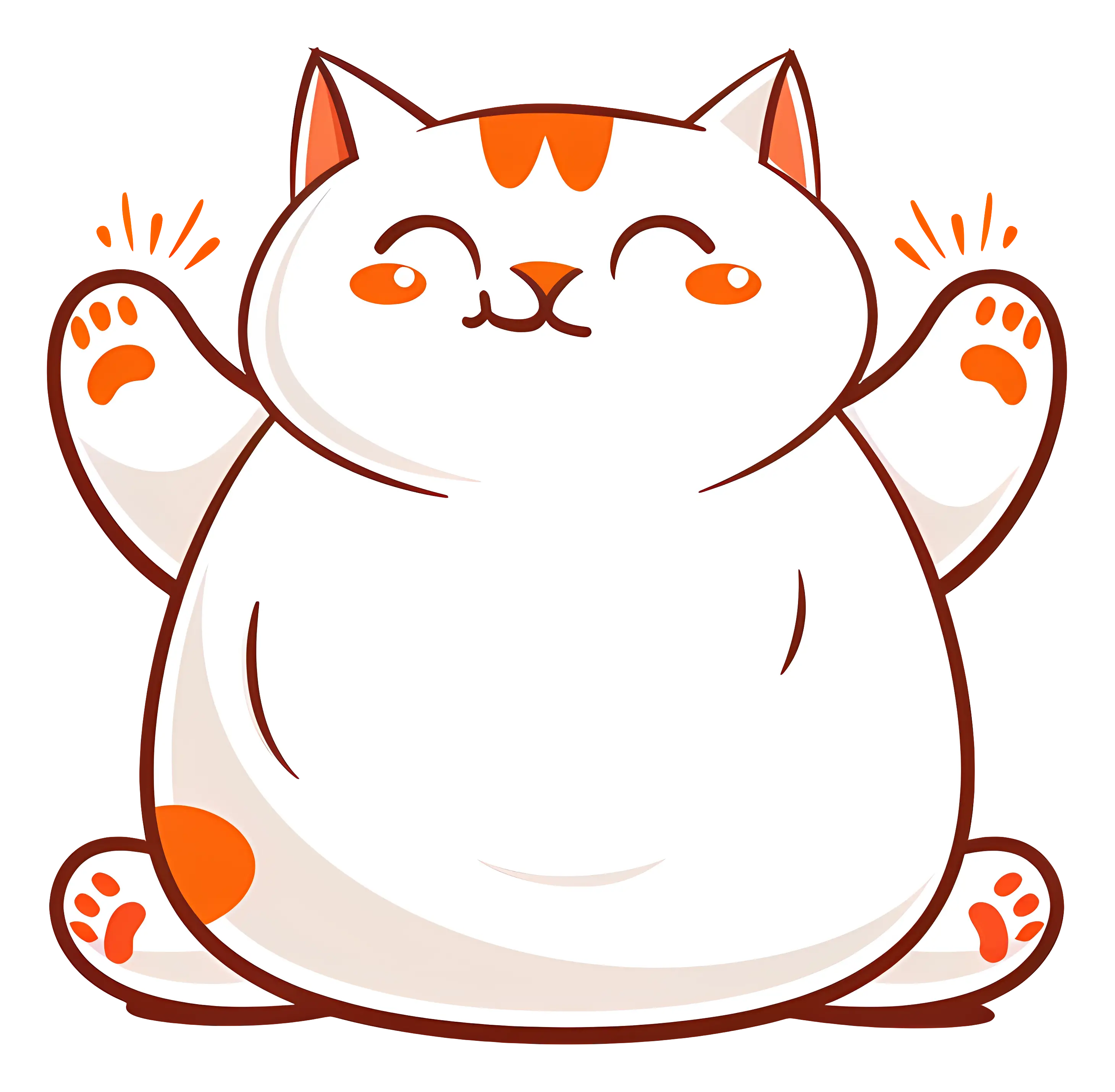 Happy Chubby White Cat
