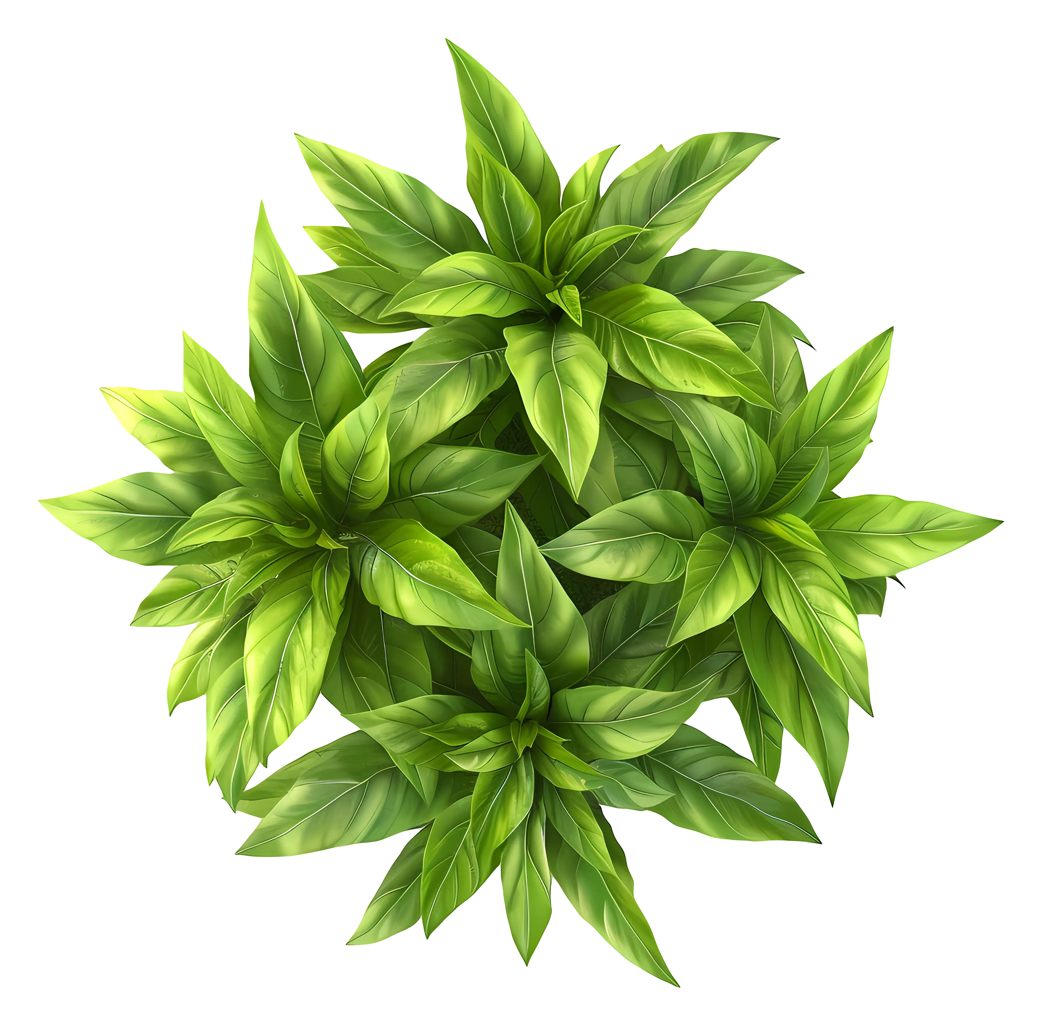 Top View of Green Fresh Basil Leaves Illustration