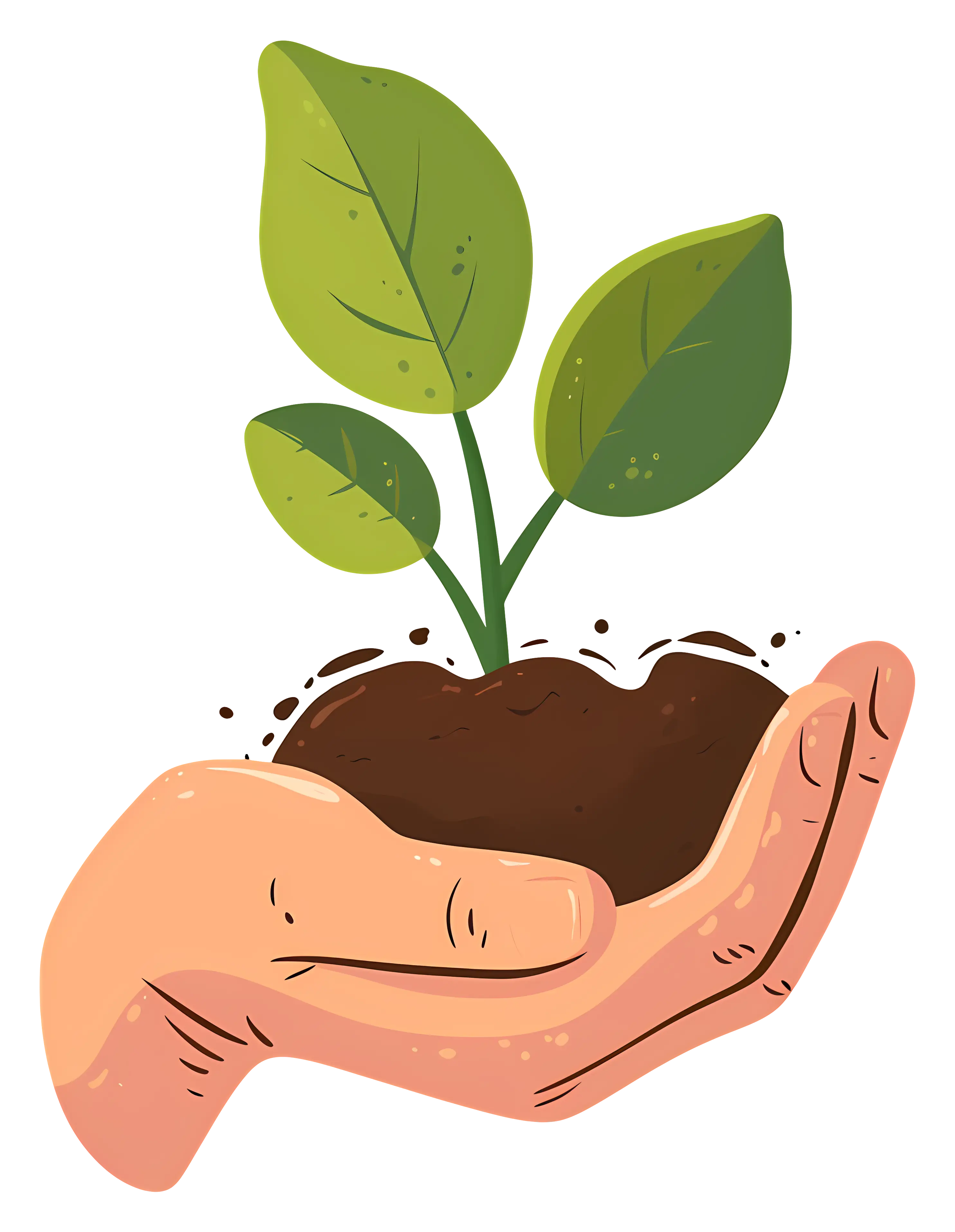 Hand Holding a Growing Plant Illustration