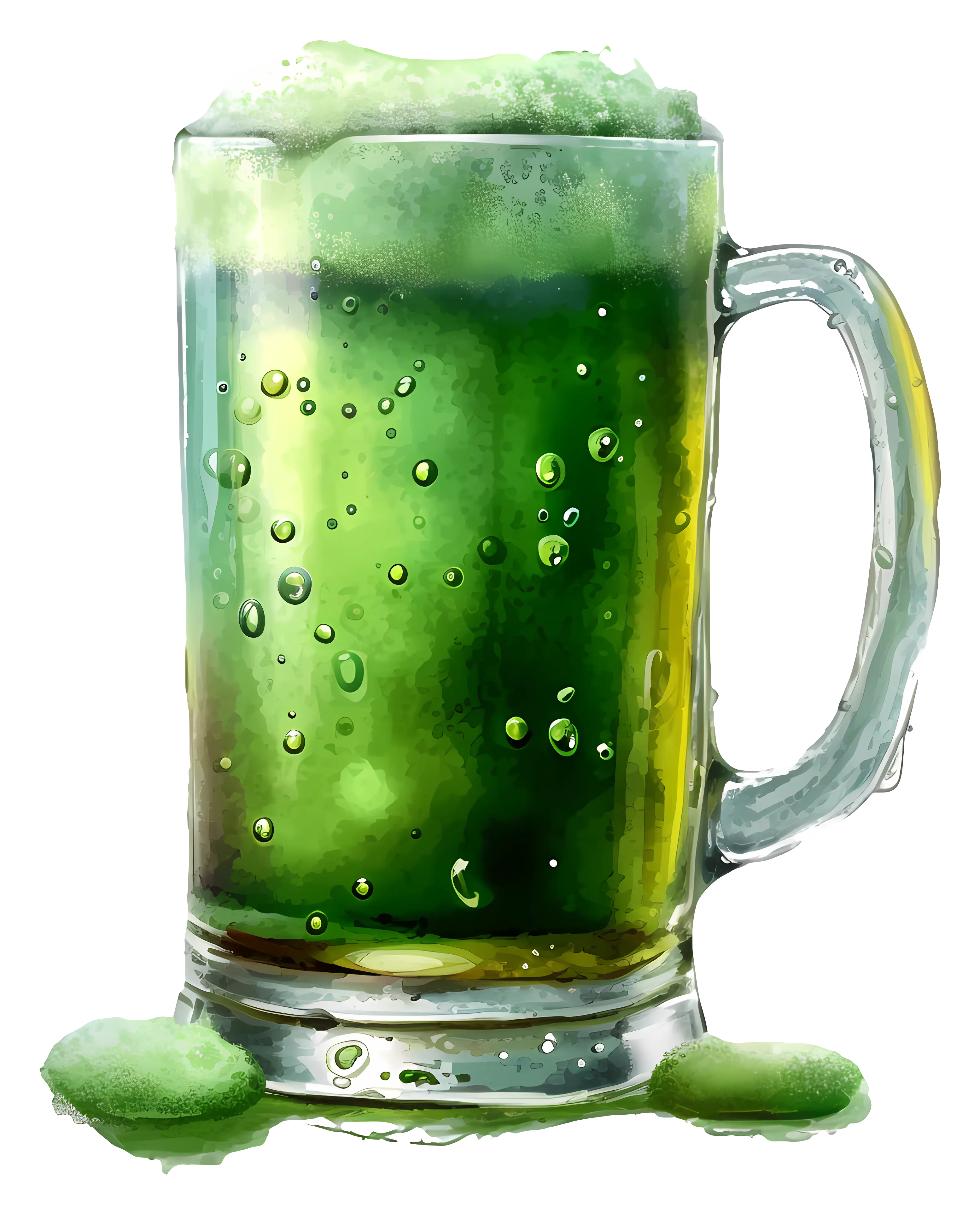 Green Beer Mug with Foam