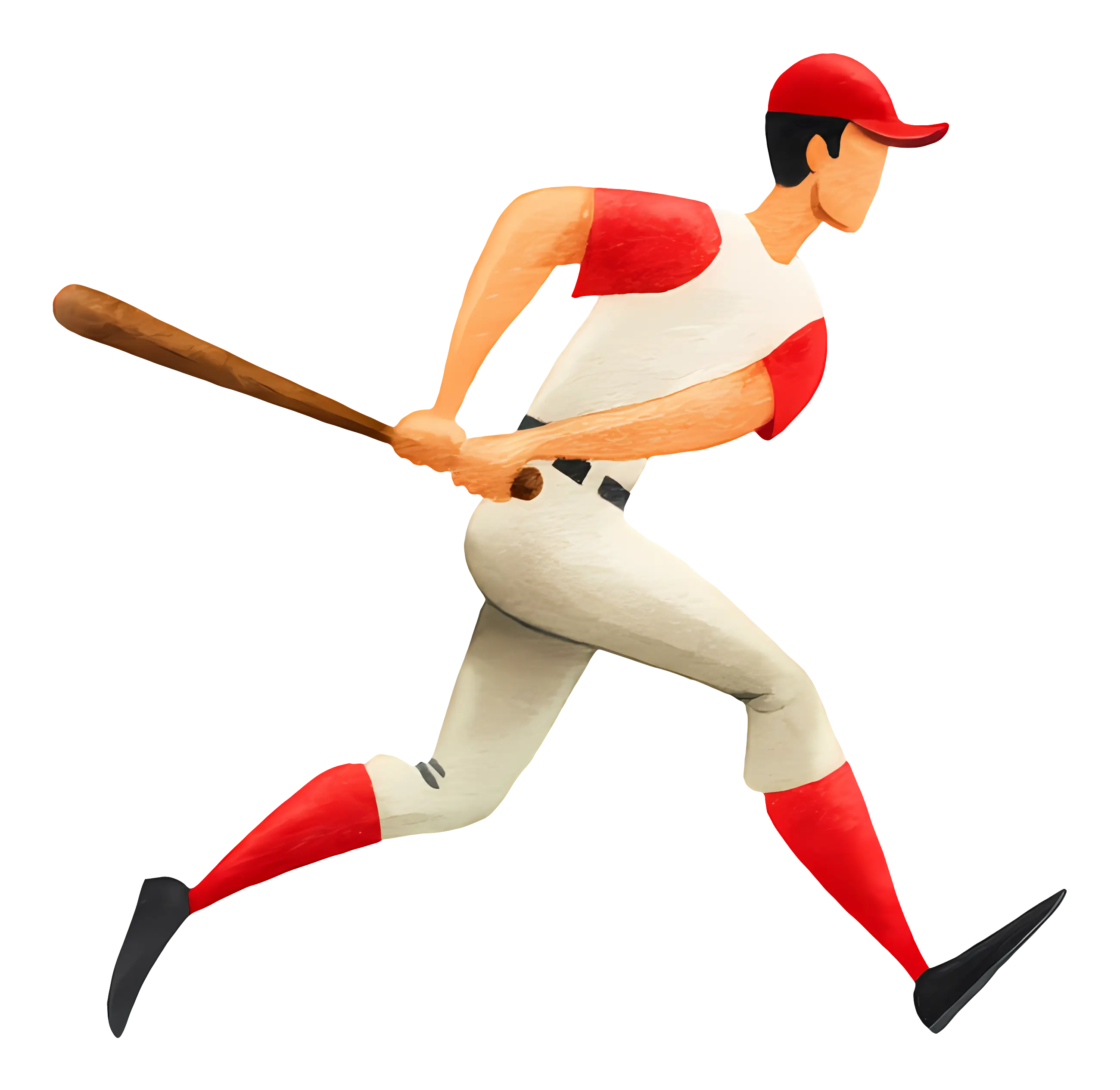 Baseball Player Running with Bat