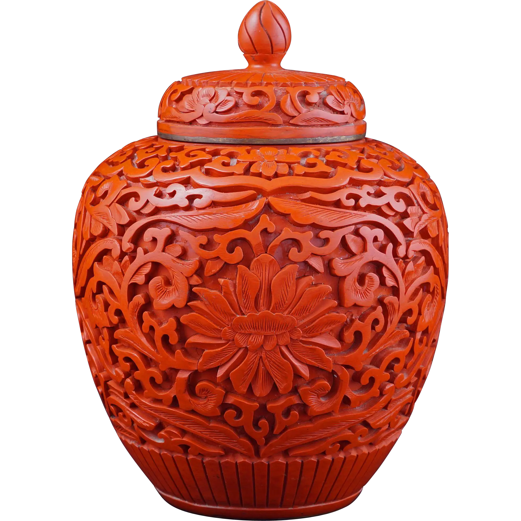 Ornate Carved Red Vase