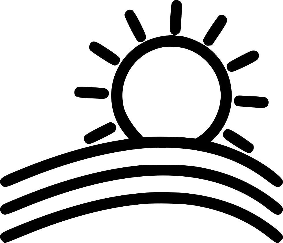 Minimalist Sunrise Icon with Sun and Rays