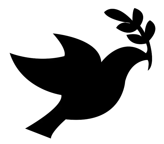 Black Silhouette Dove with Olive Branch