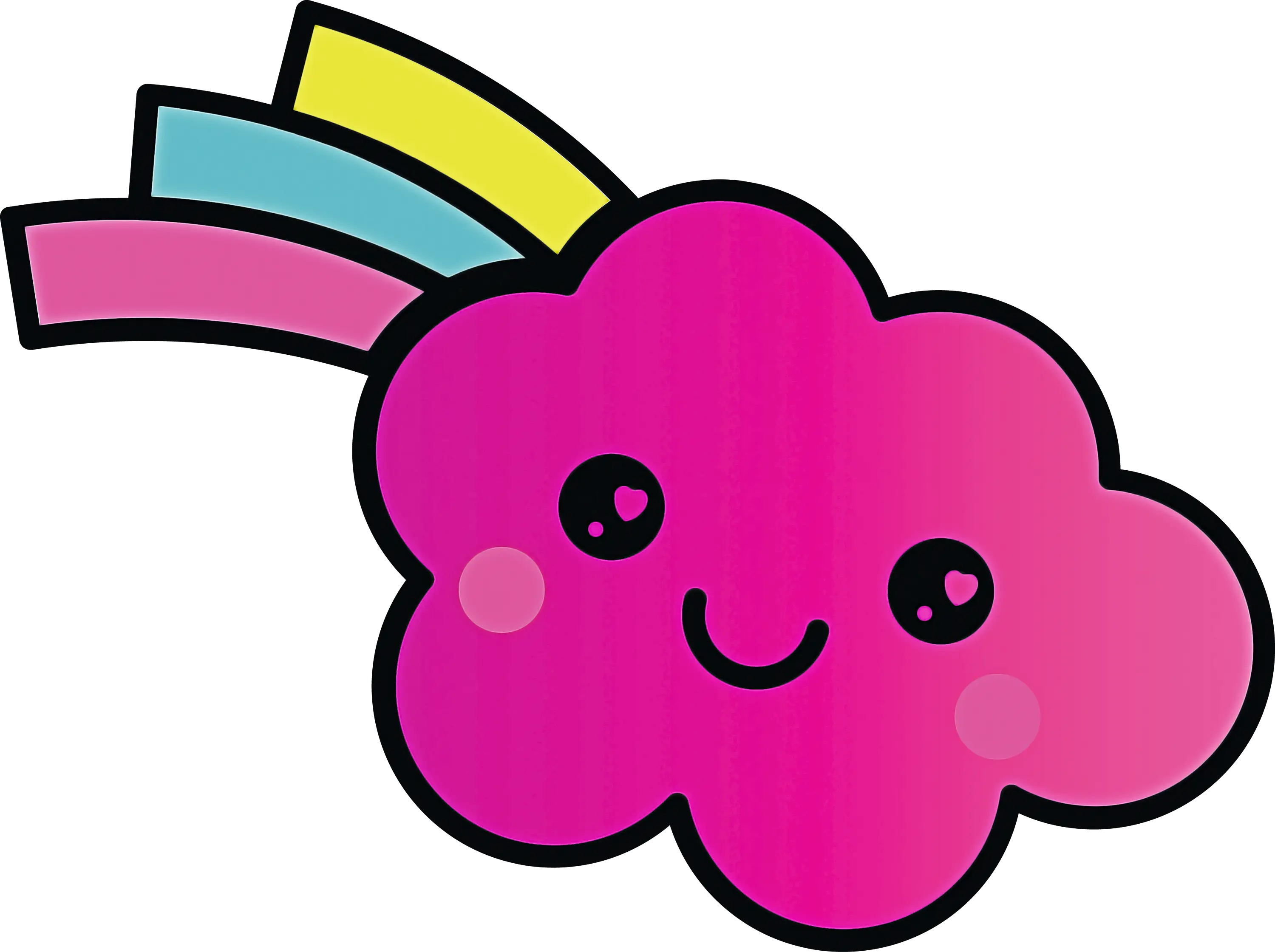 Cute Pink Cloud with Rainbow