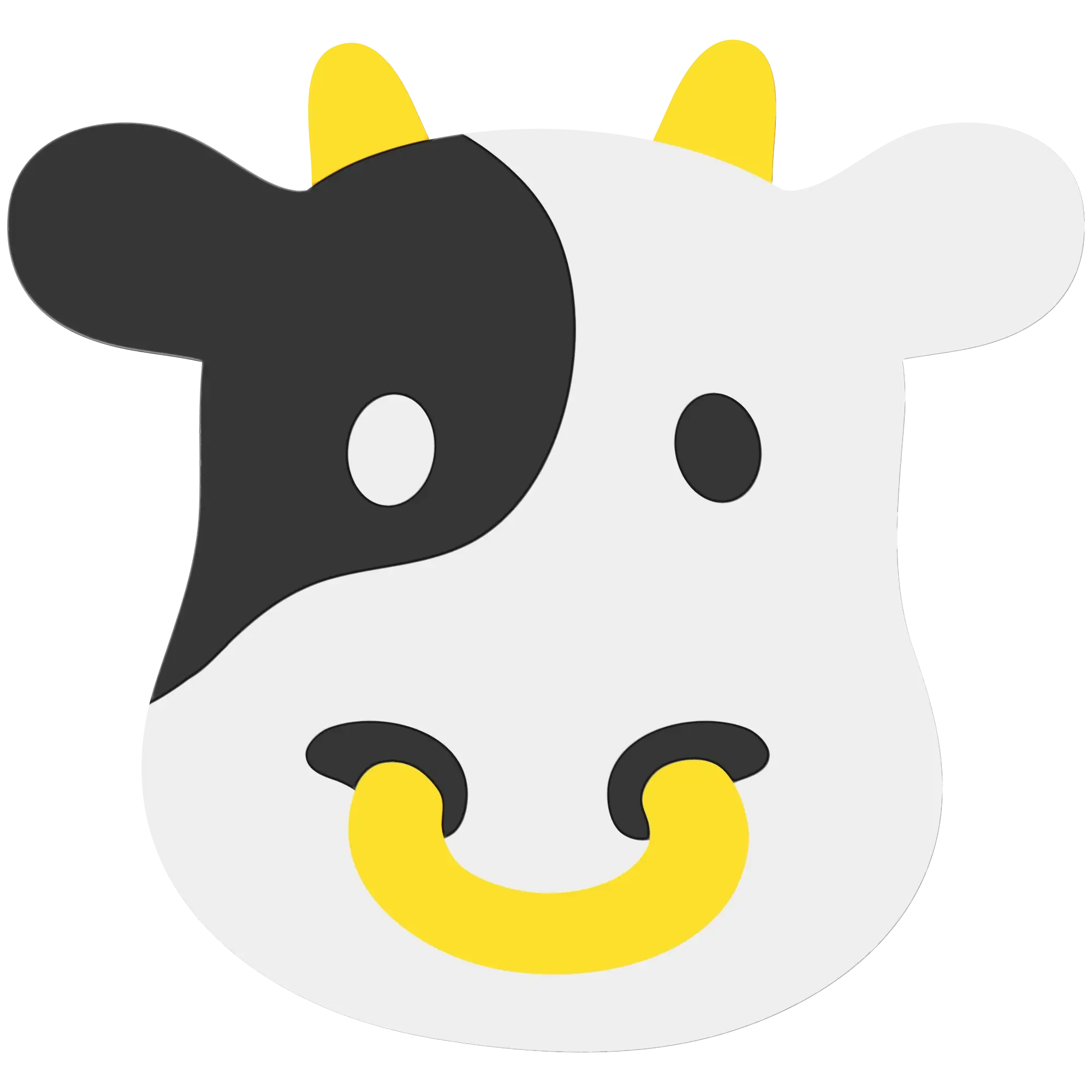 Playful Cartoon Cow Face with Yellow Horns