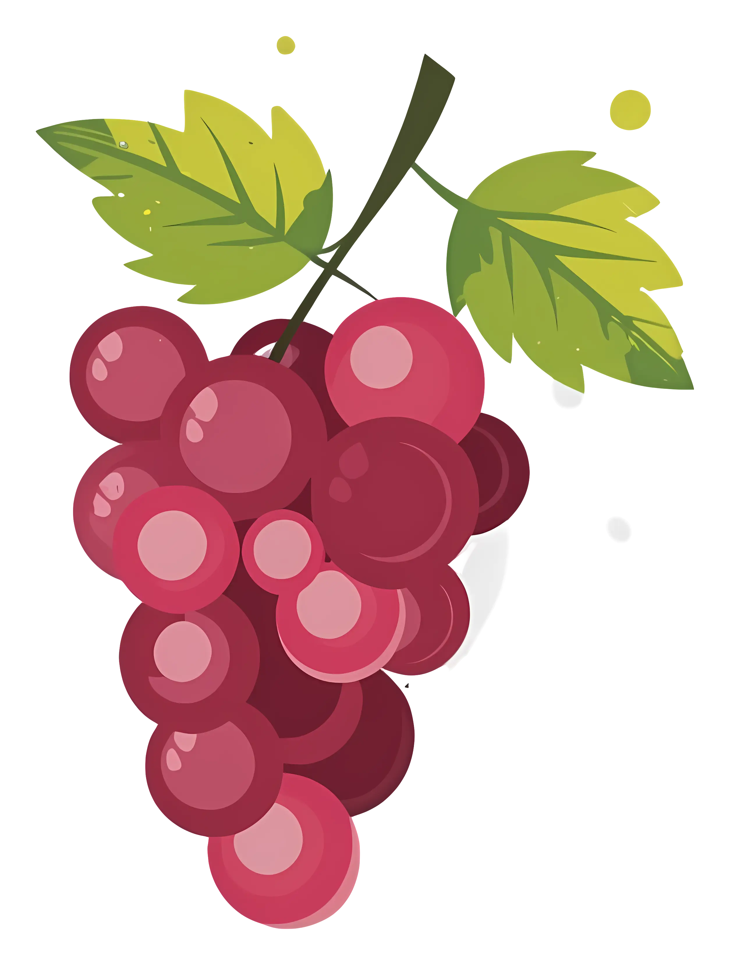 Purple Grapes with Green Leaves Illustration