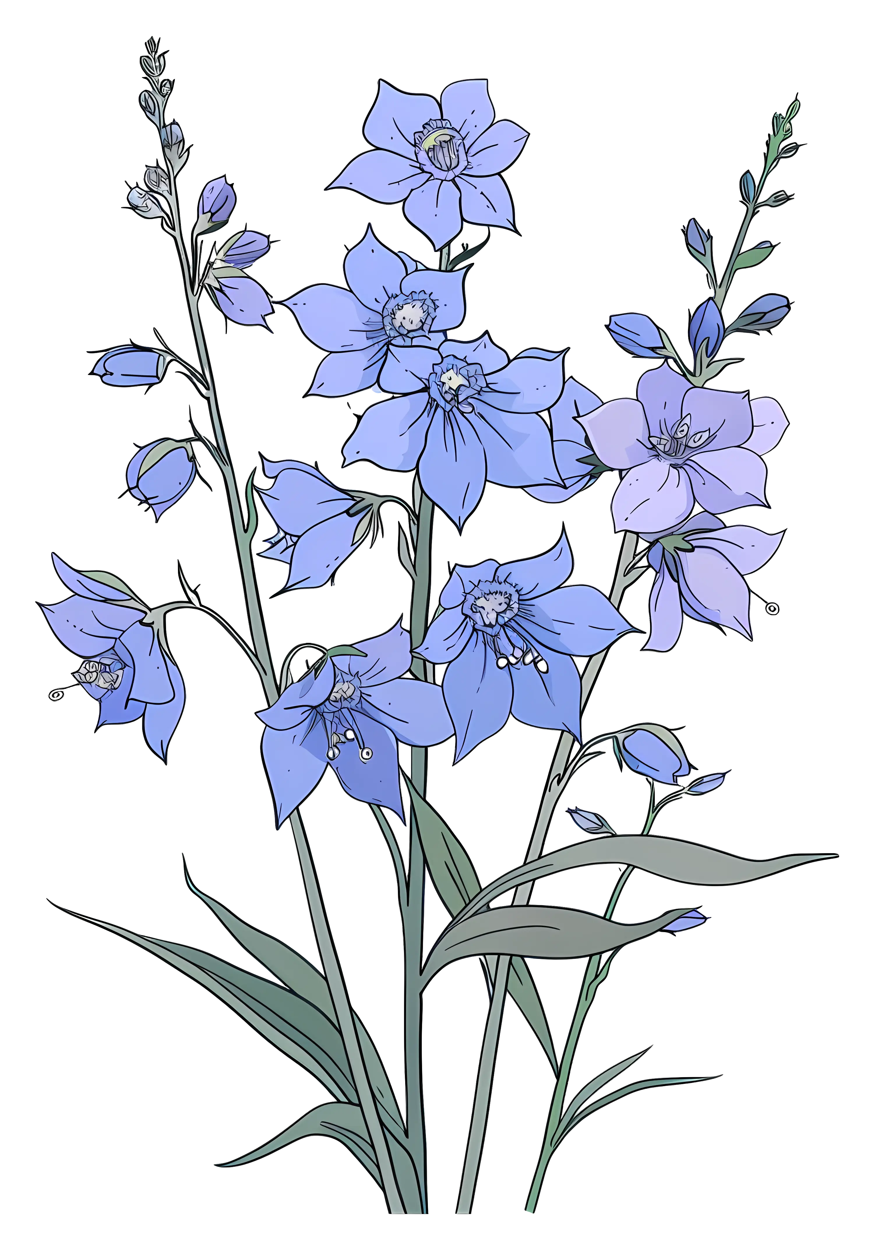 Bluebell Flowers Botanical Illustration