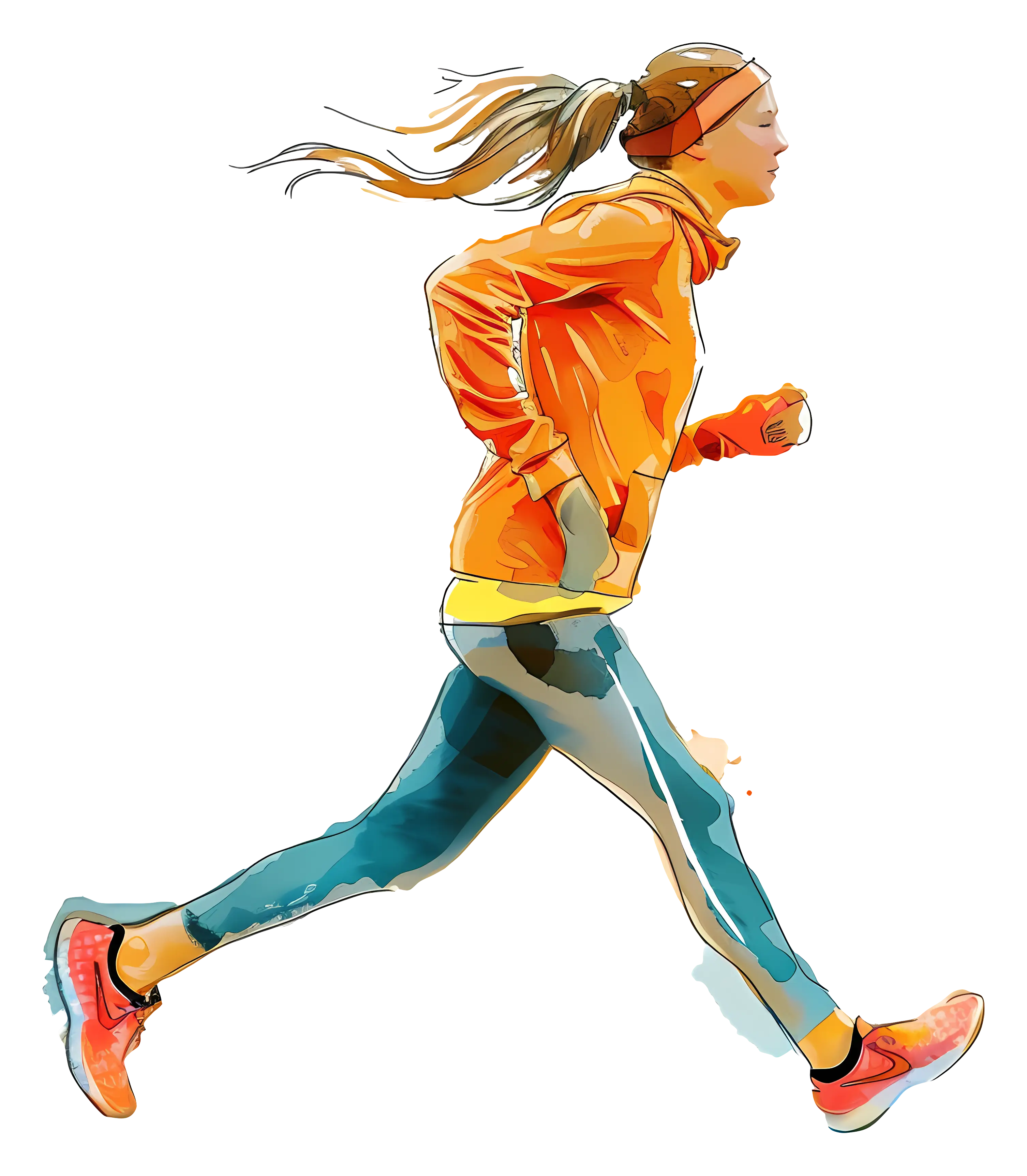 Female Runner in Sporty Illustration Style