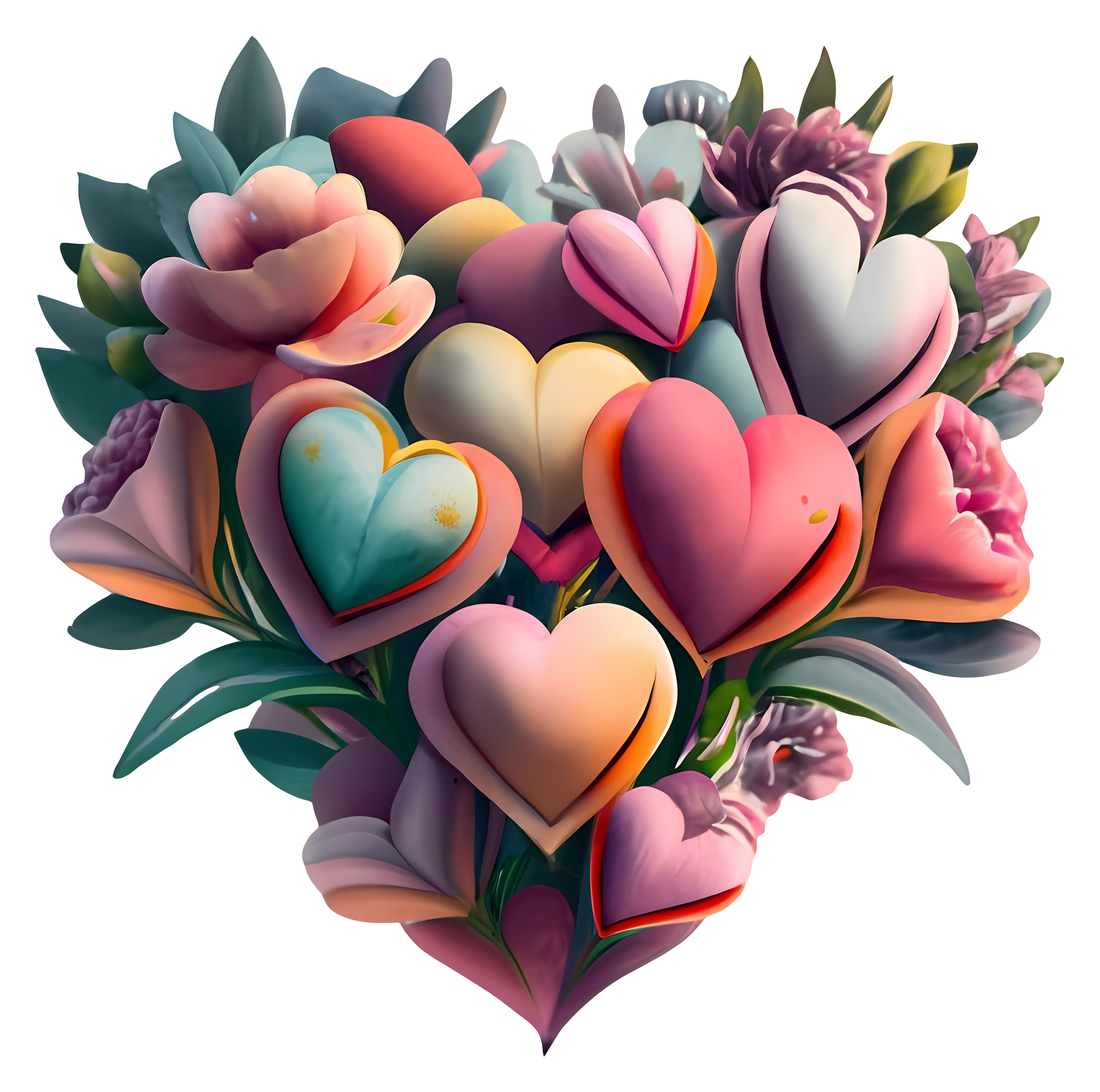 Colorful Heart-shaped Floral Arrangement