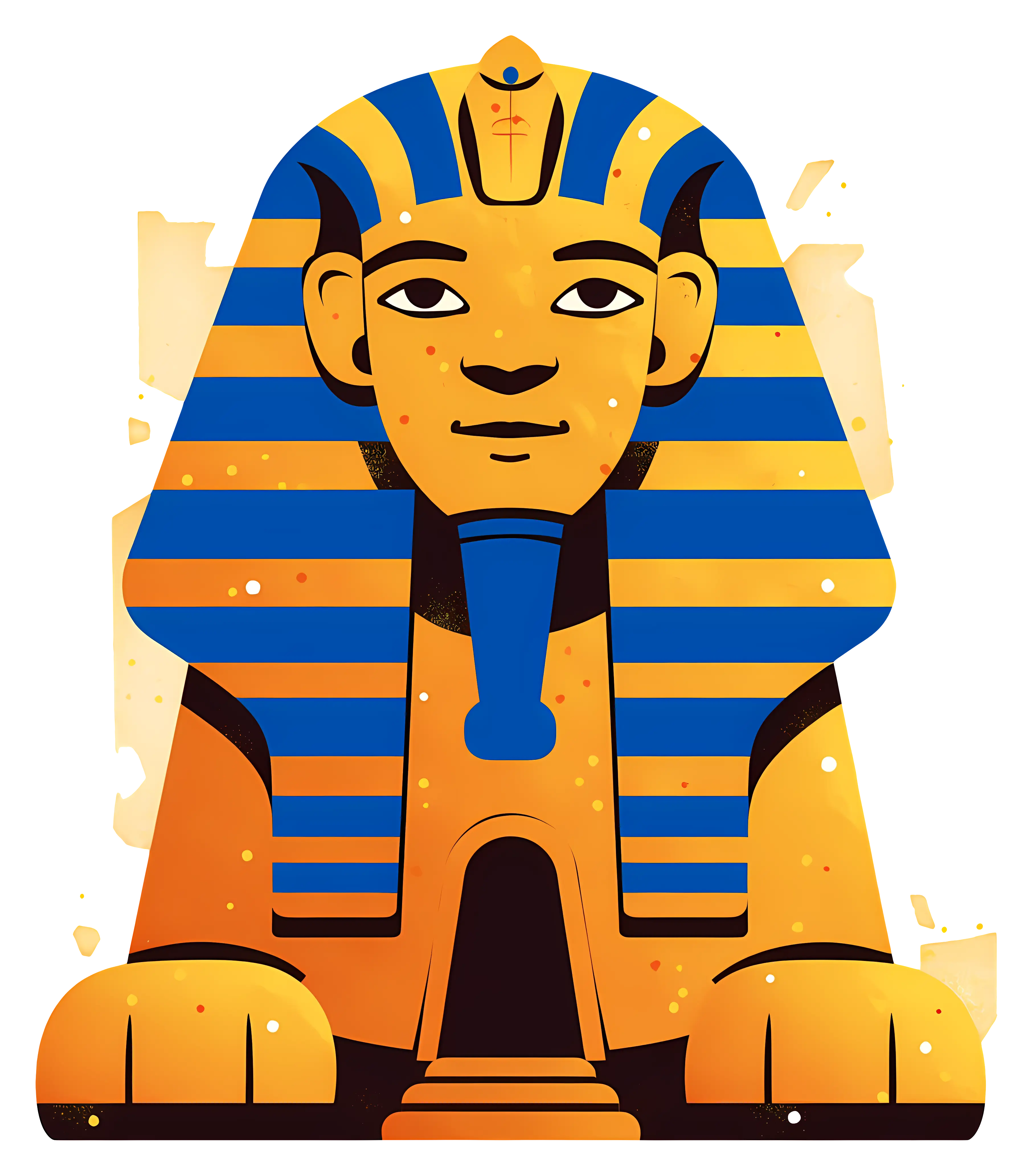 Egyptian Sphinx with Golden and Blue Stripes