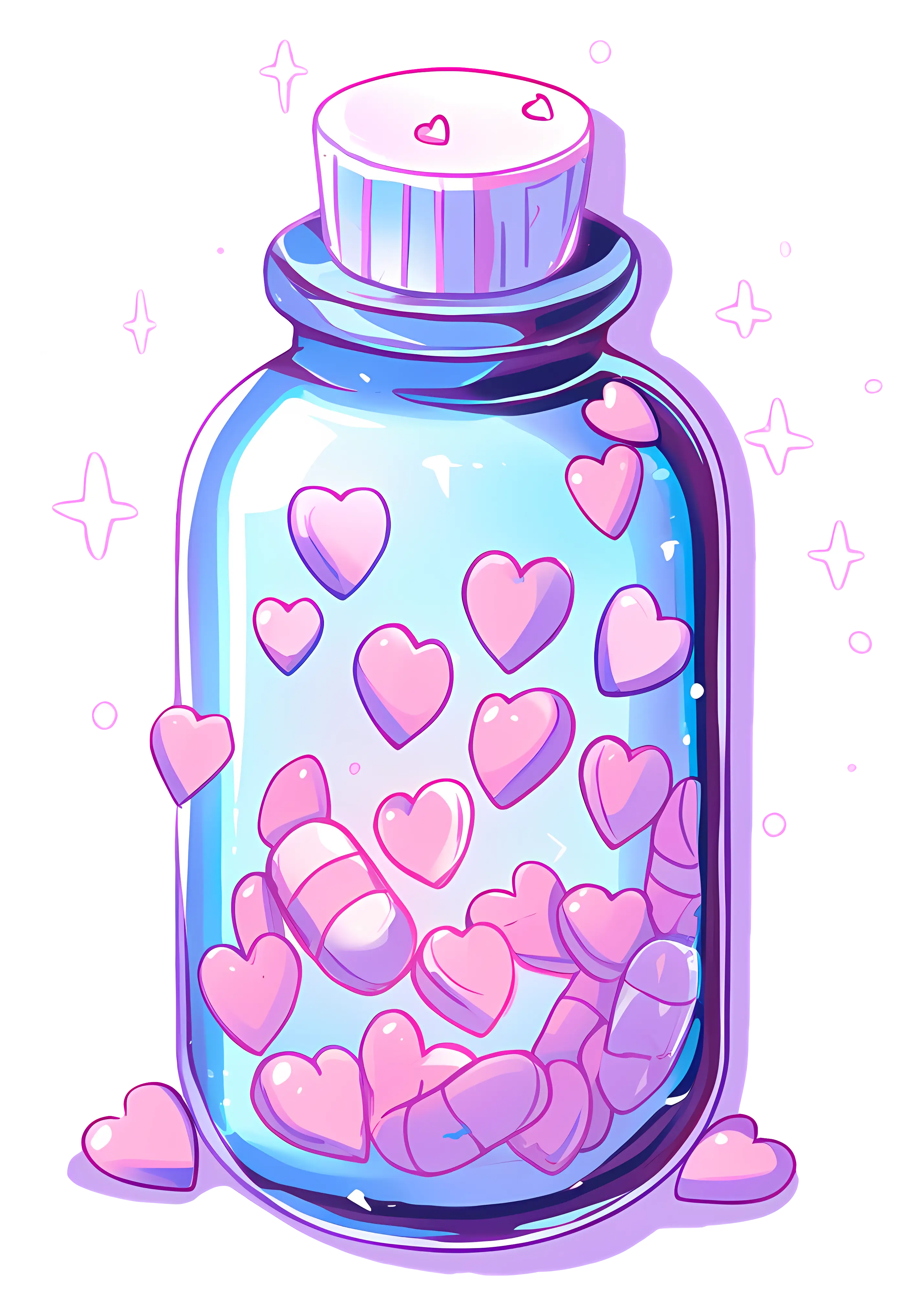 Cute Pill Bottle with Hearts
