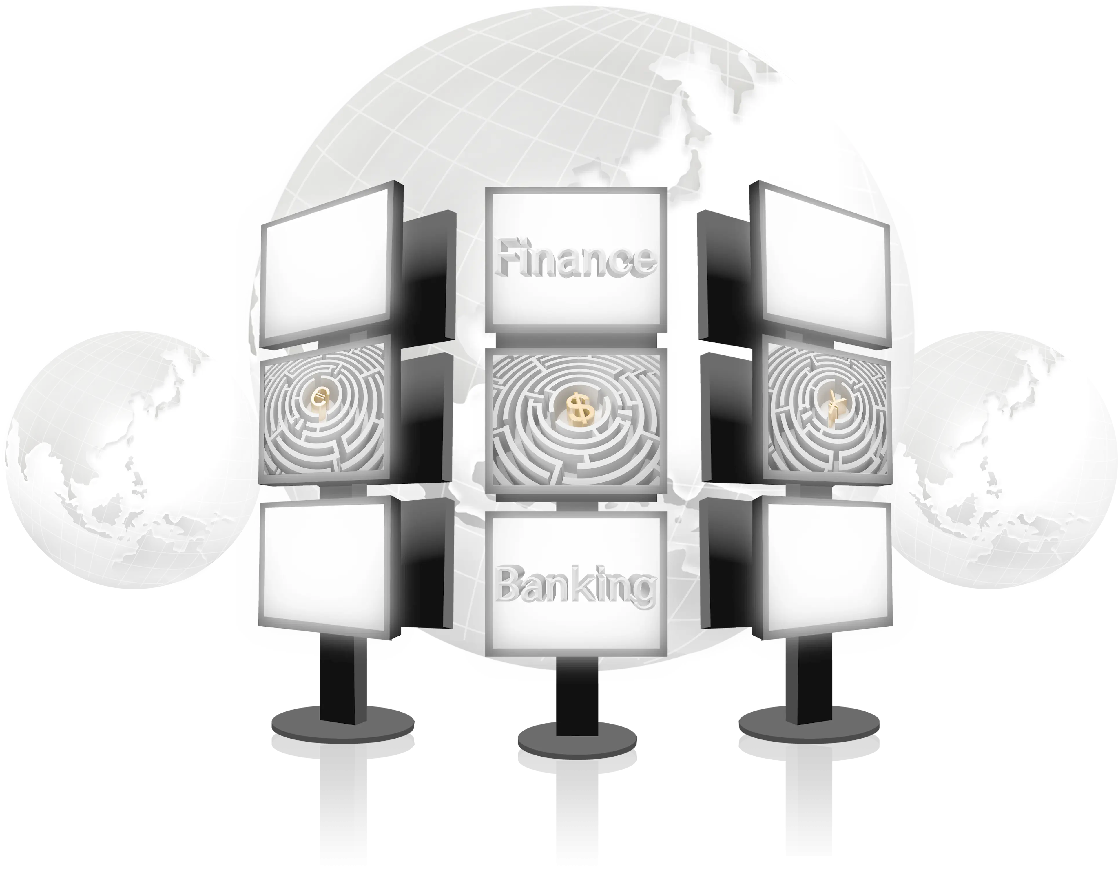 Multiple Computer Monitors for Finance and Banking