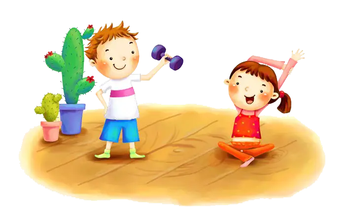 Cute Kids Exercising Illustration