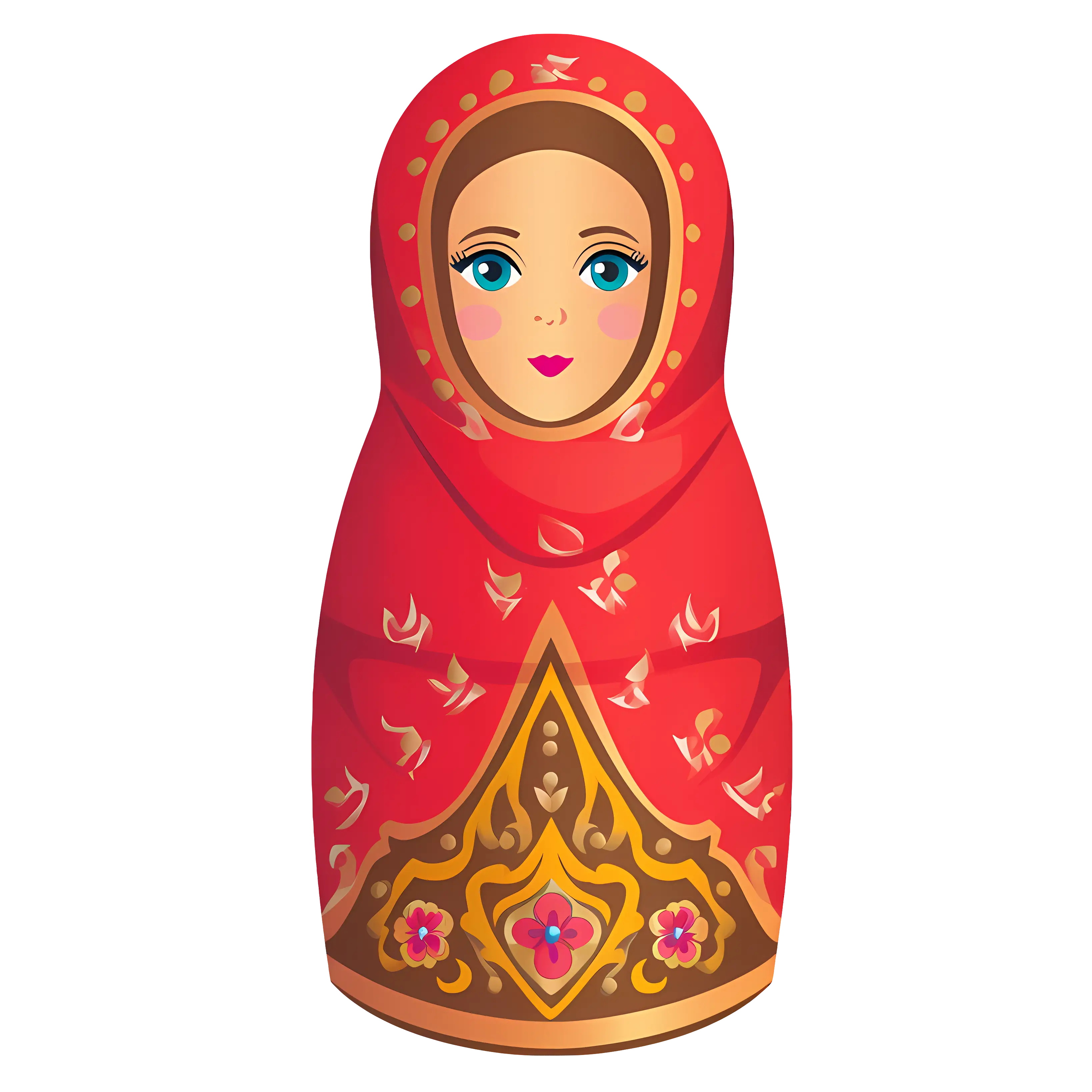 Red Matryoshka Doll with Decorative Golden Patterns