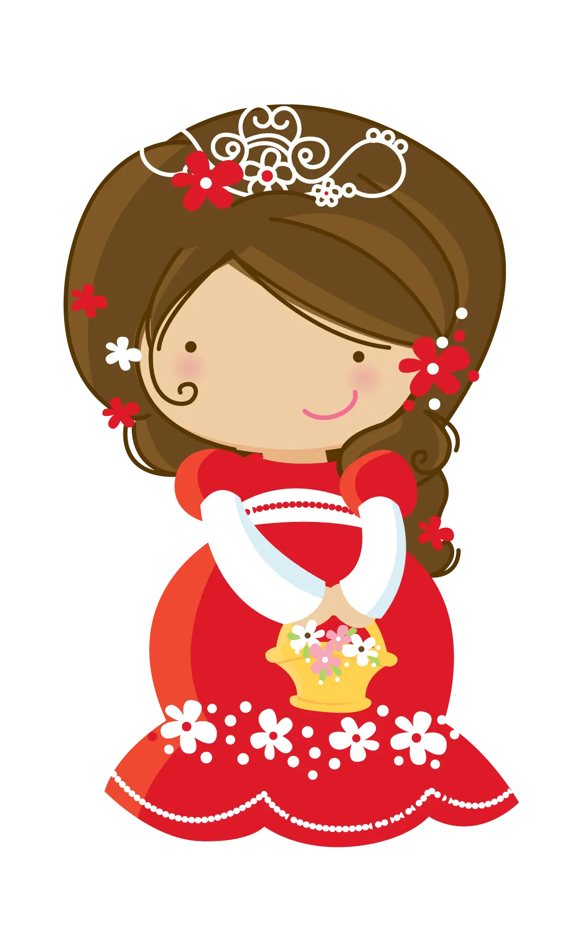 Cute Girl in Red Dress Illustration
