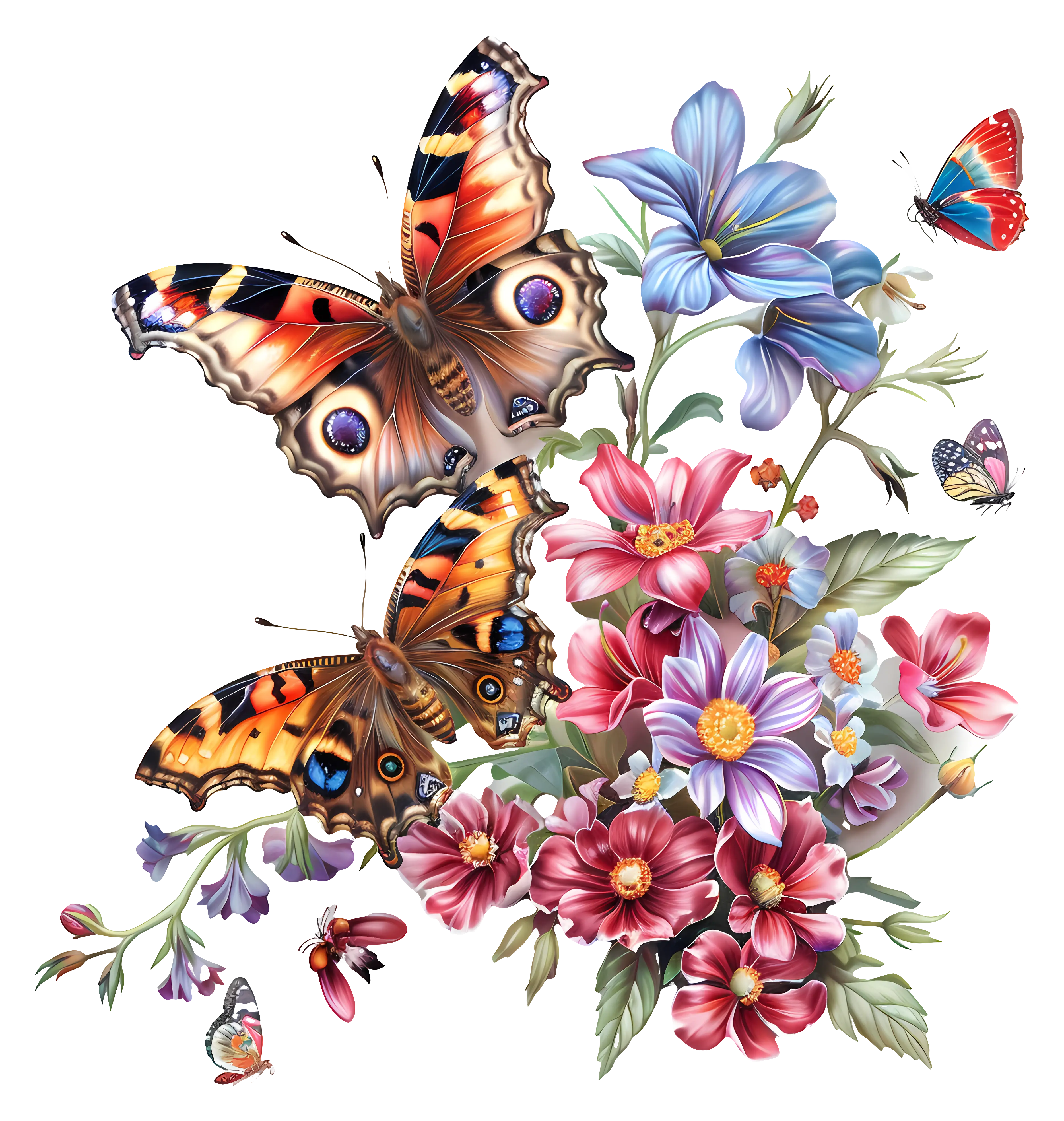 Beautiful Butterflies with Colorful Flowers