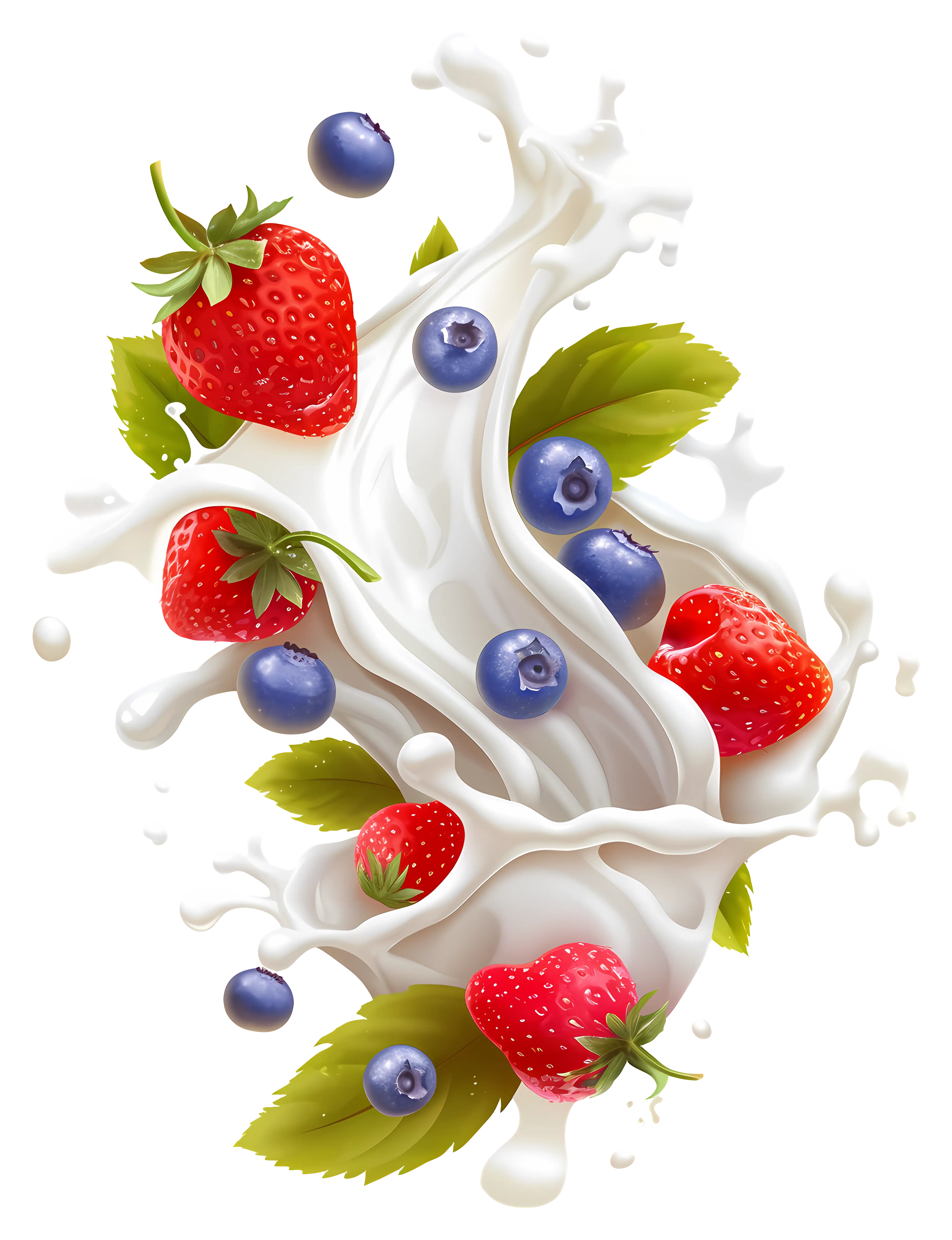 Berries and Milk Splash Illustration