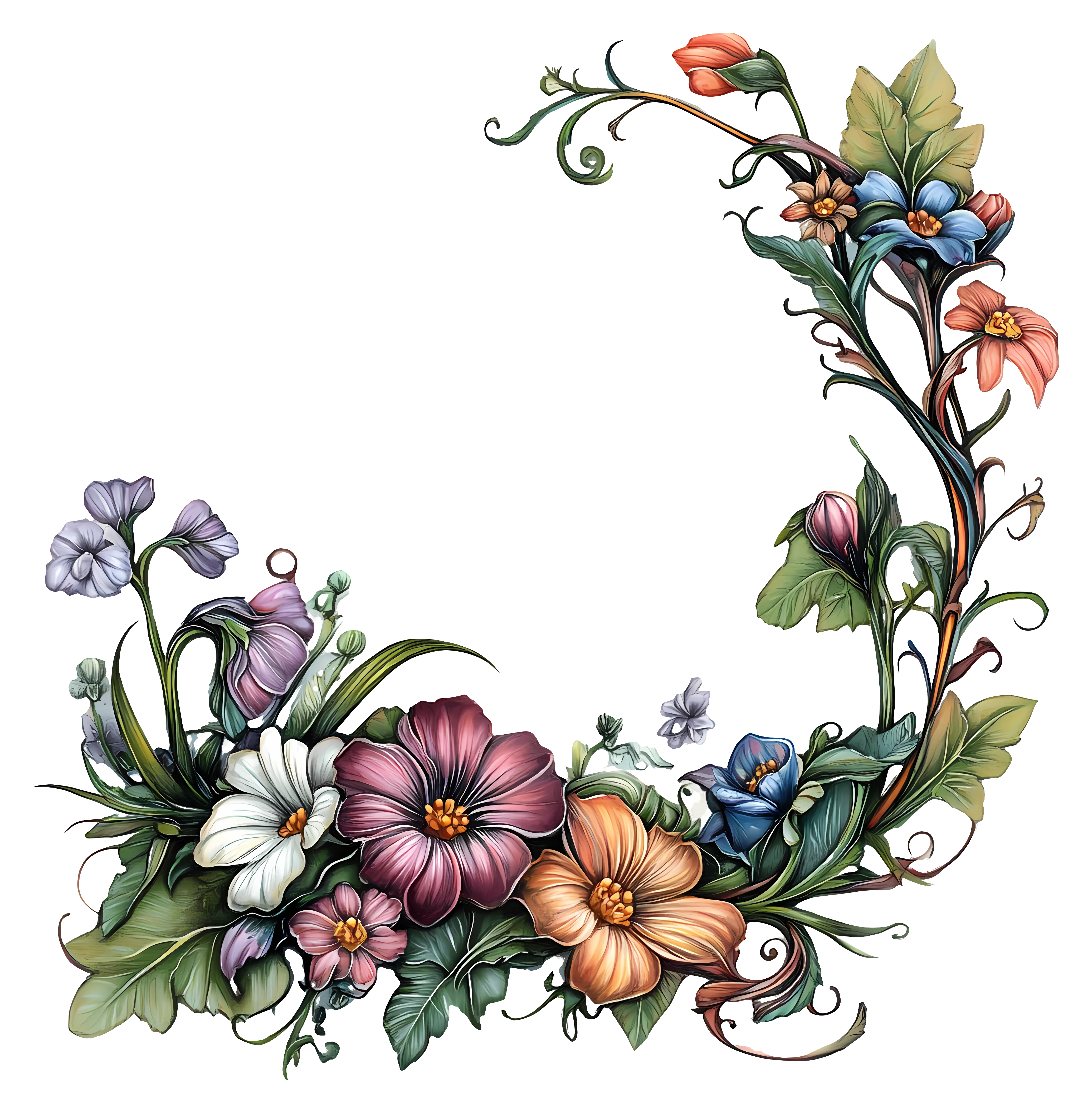 Colorful Floral Corner Design