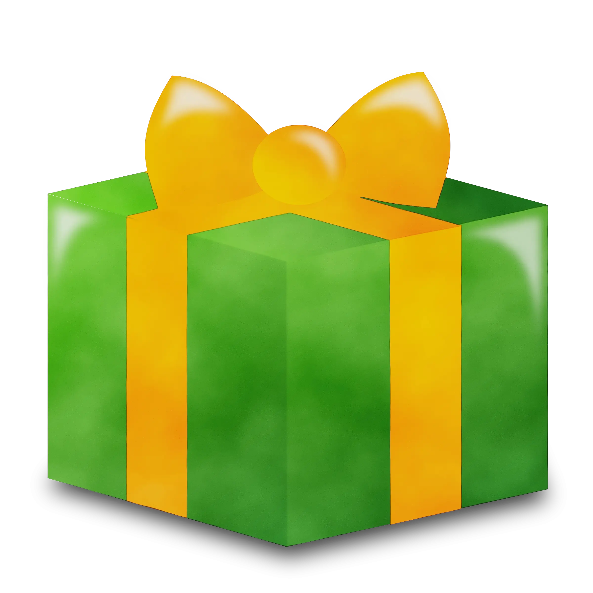 Green Gift Box with a Bright Yellow Ribbon