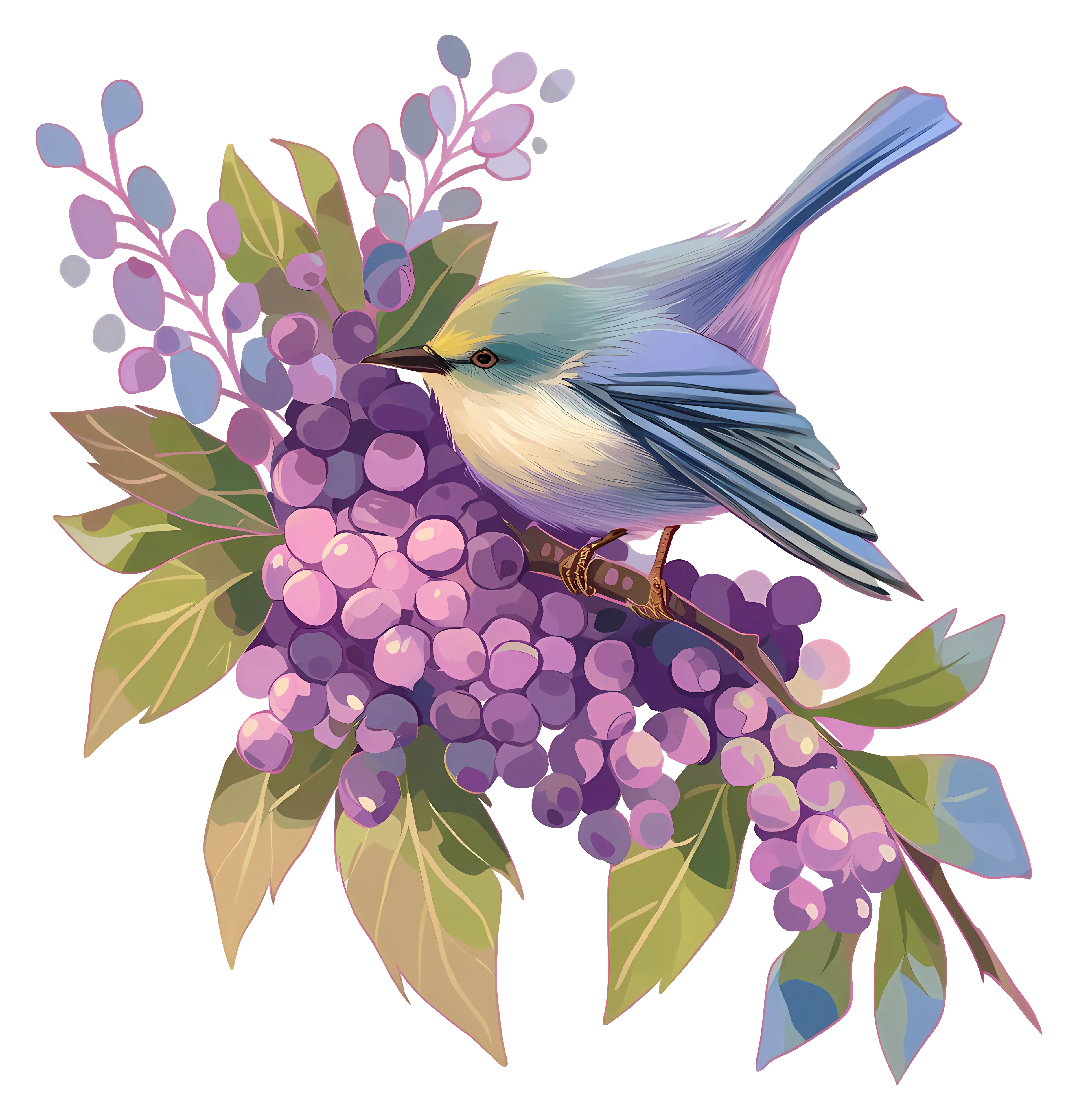 Bird and Berries Illustration