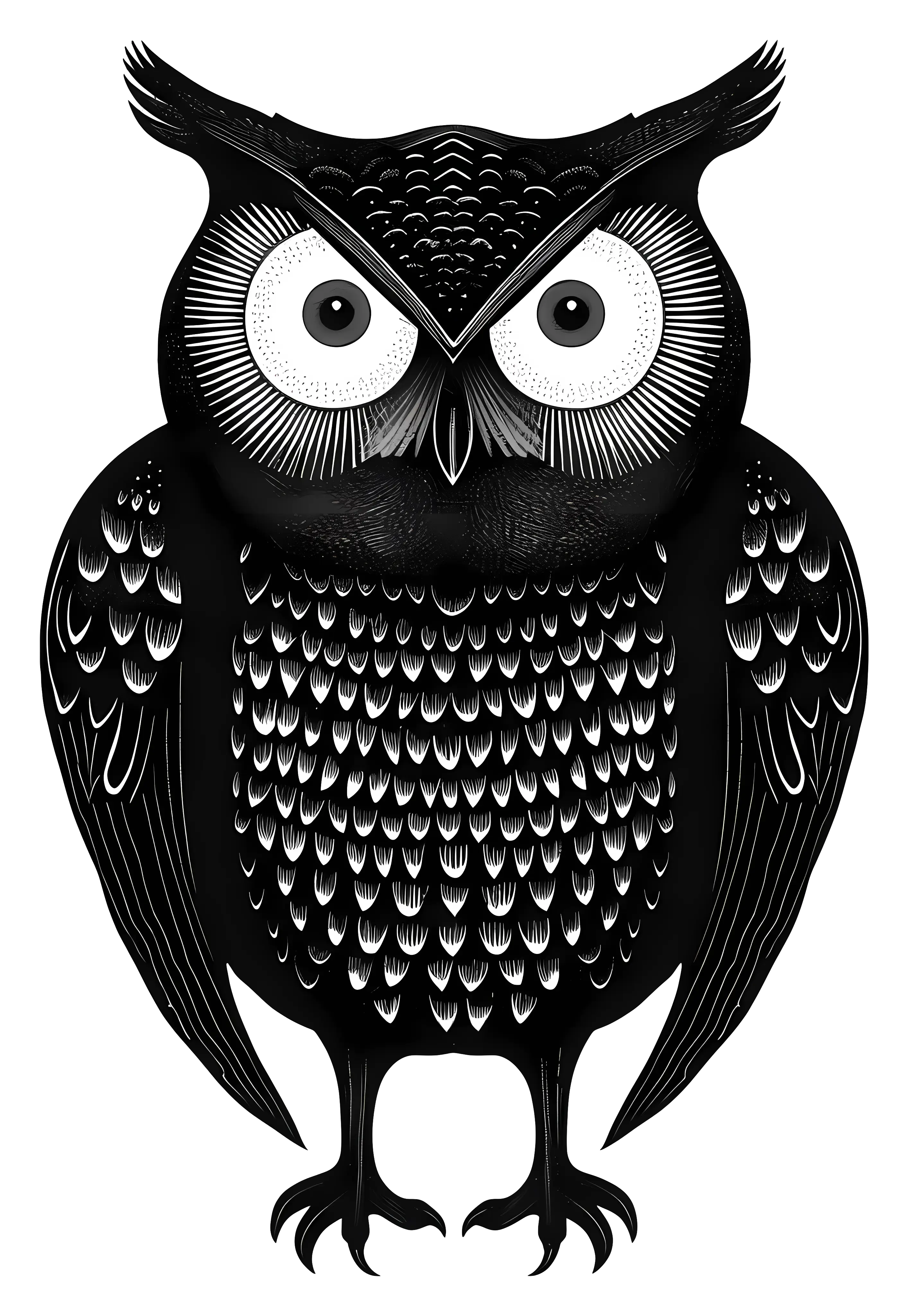 Intricate Black Owl Illustration