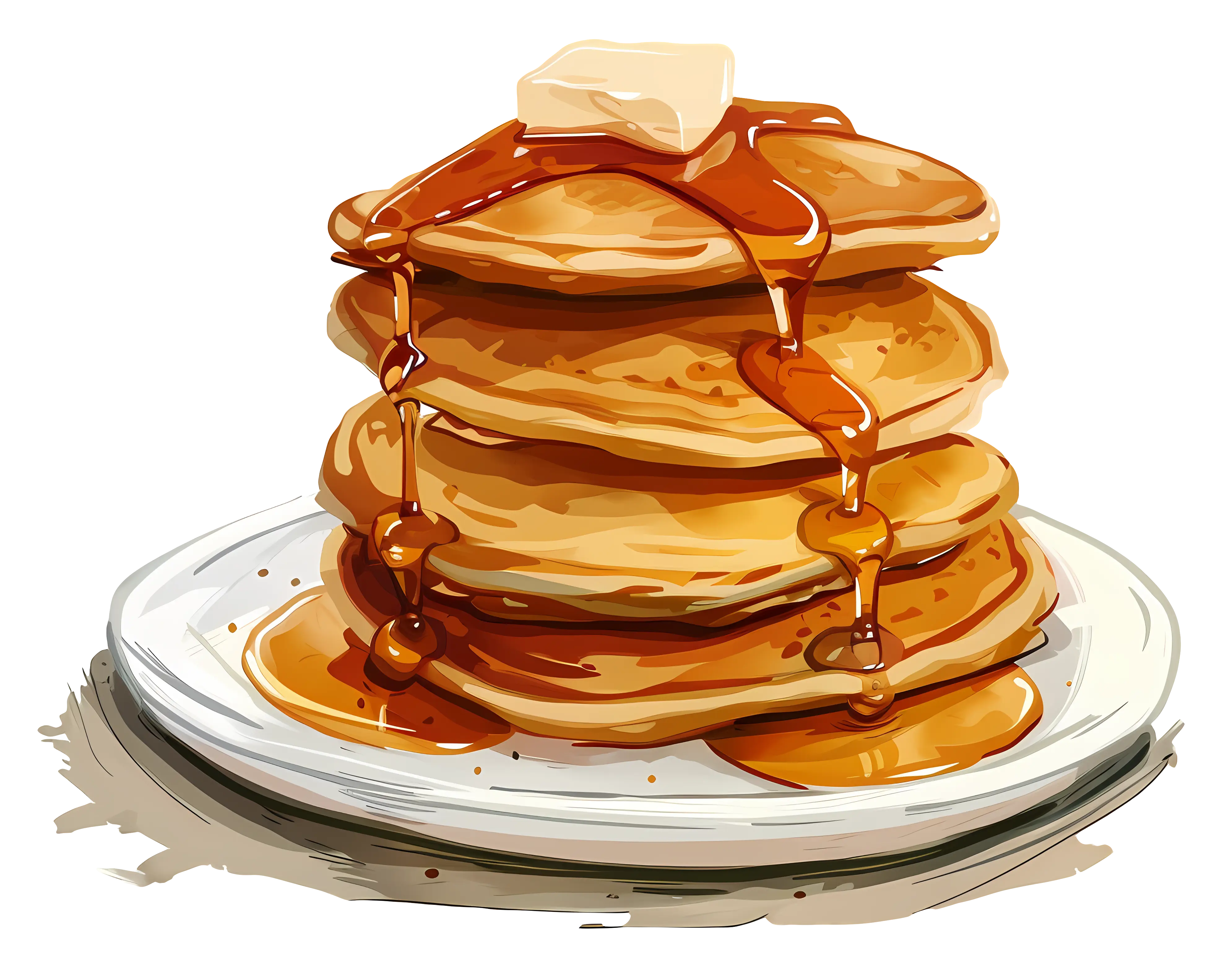 Stack of Pancakes with Syrup and Butter