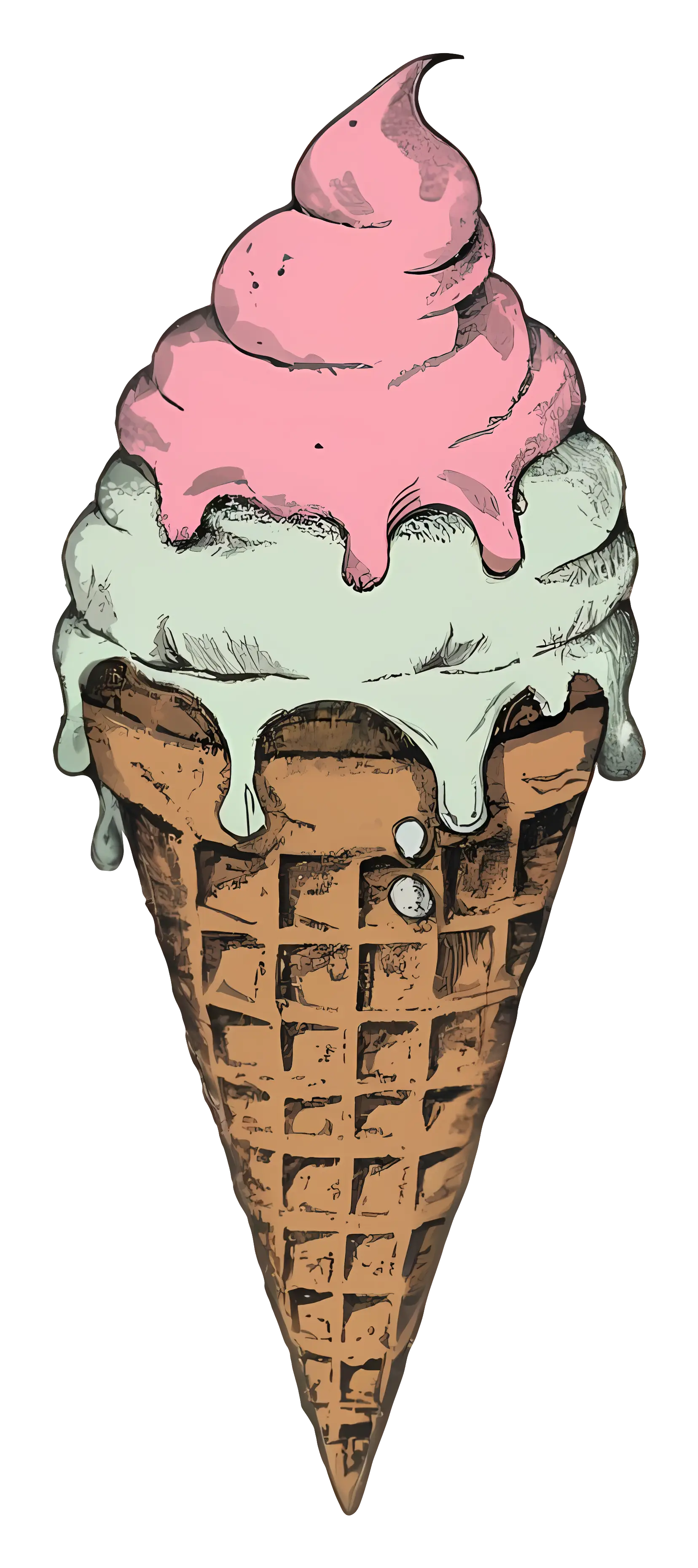 Melting Ice Cream Cone Illustration
