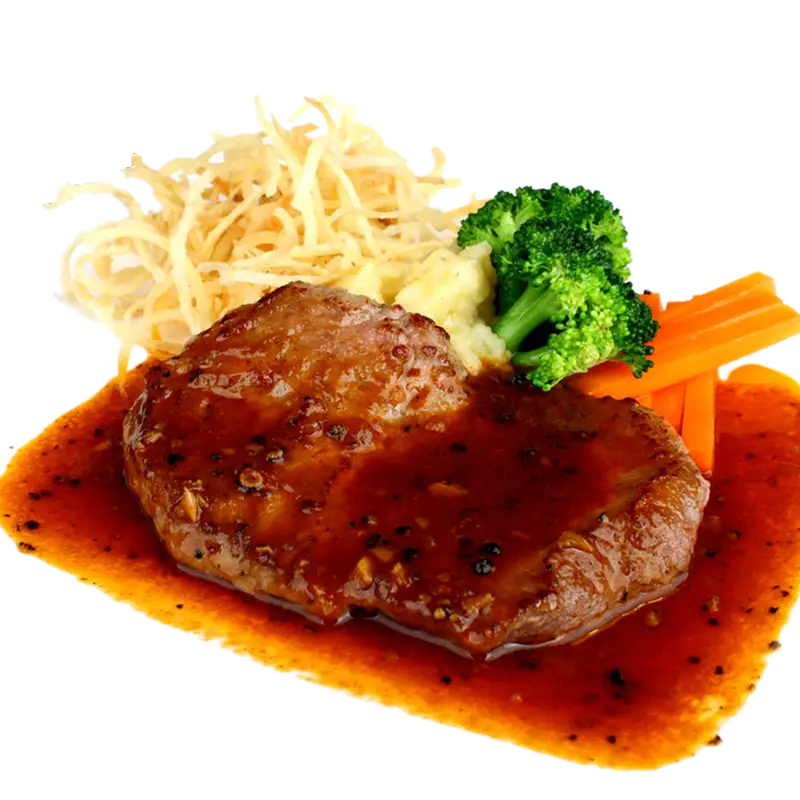 Steak with Rich Sauce and Vegetables