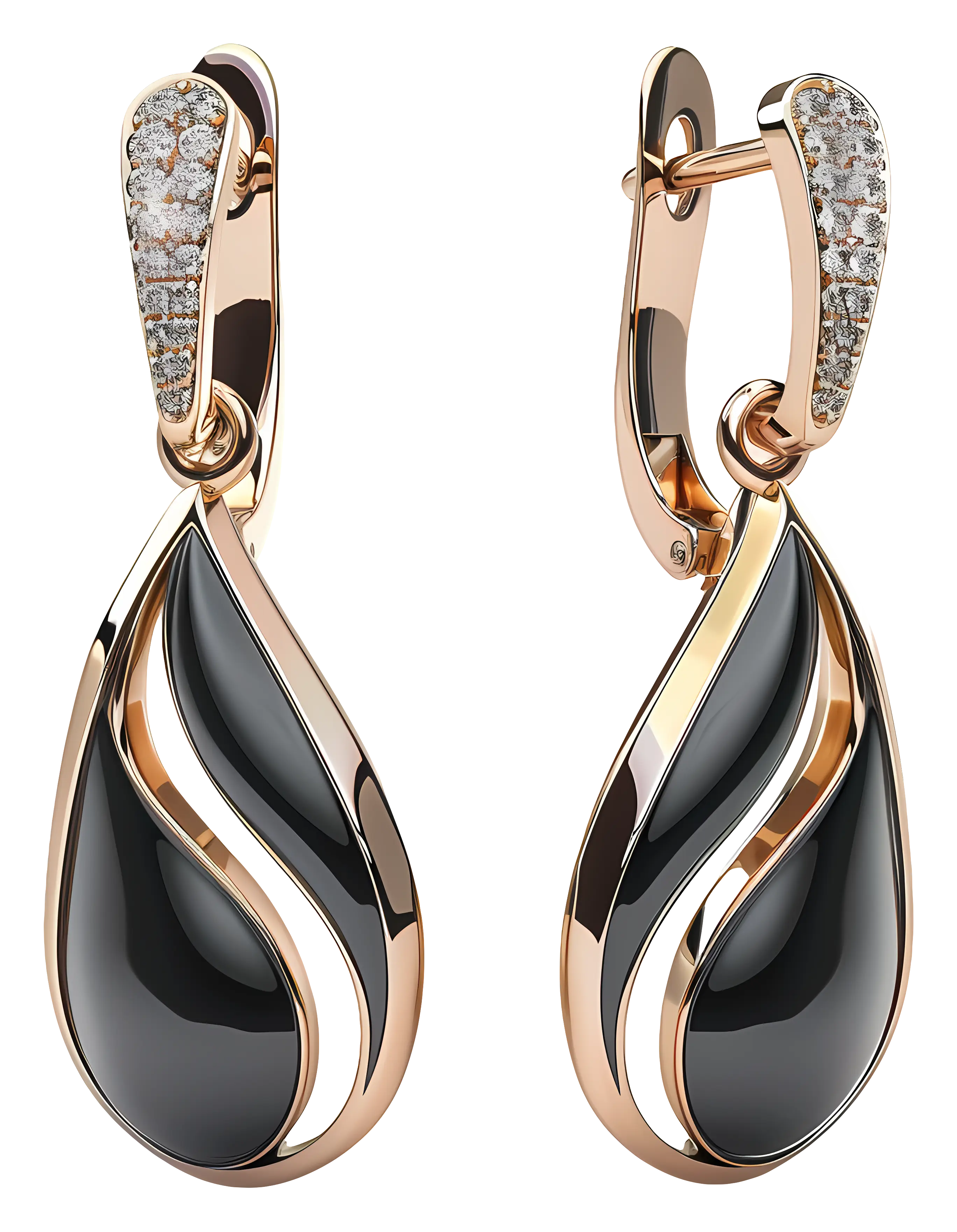 Elegant Black and Gold Earrings