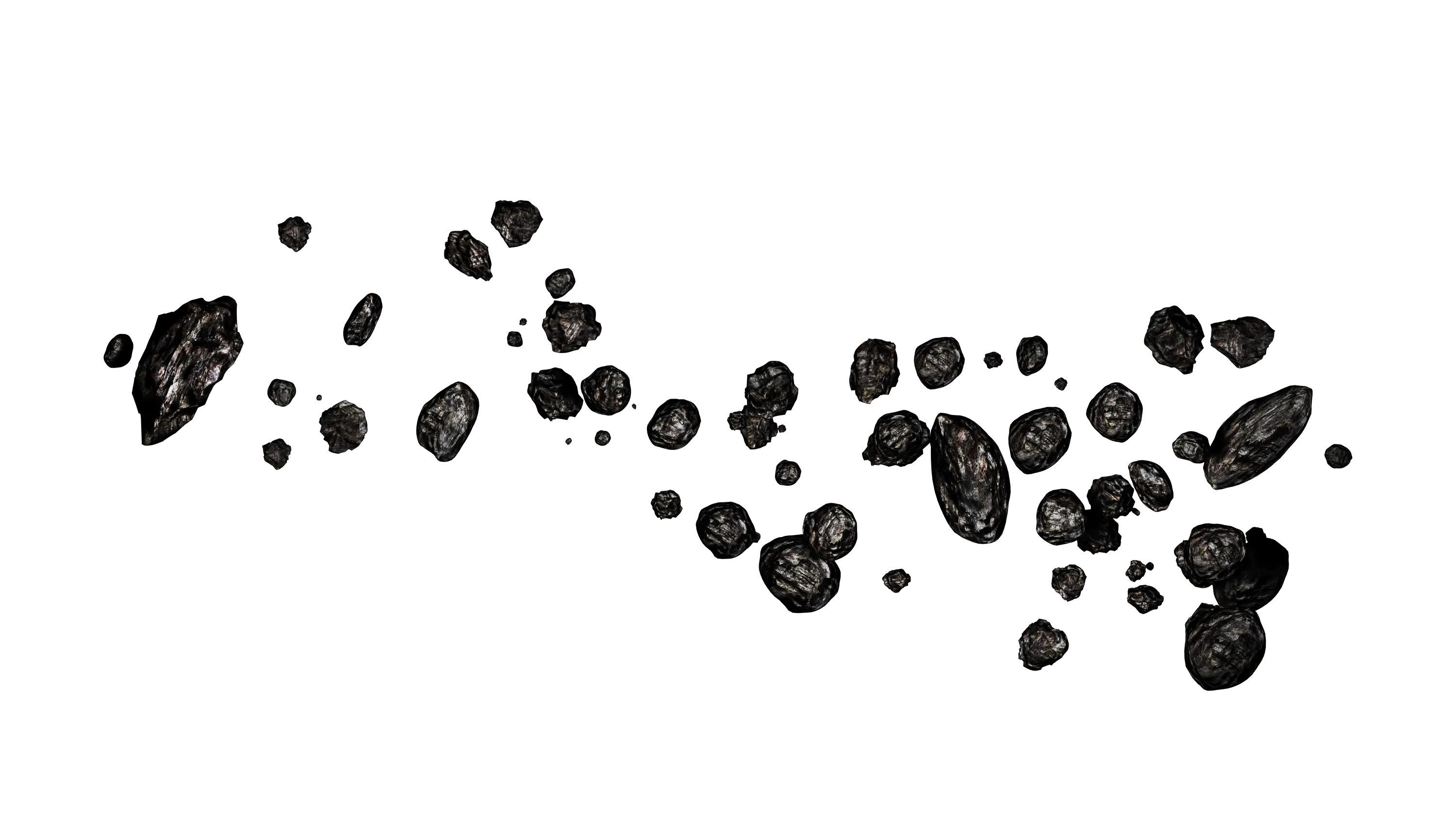 Cluster of Black Coal Pieces