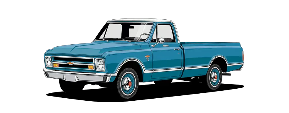 Vintage Blue Pickup Truck Illustration
