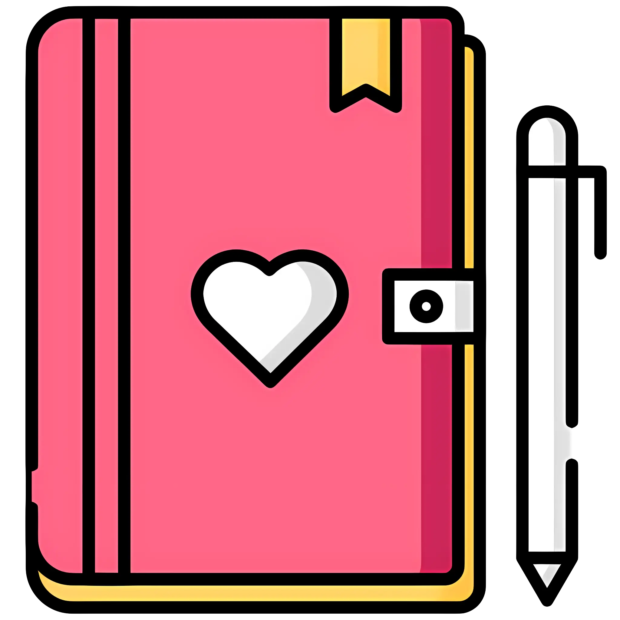 Pink Diary with Pen and Heart Design