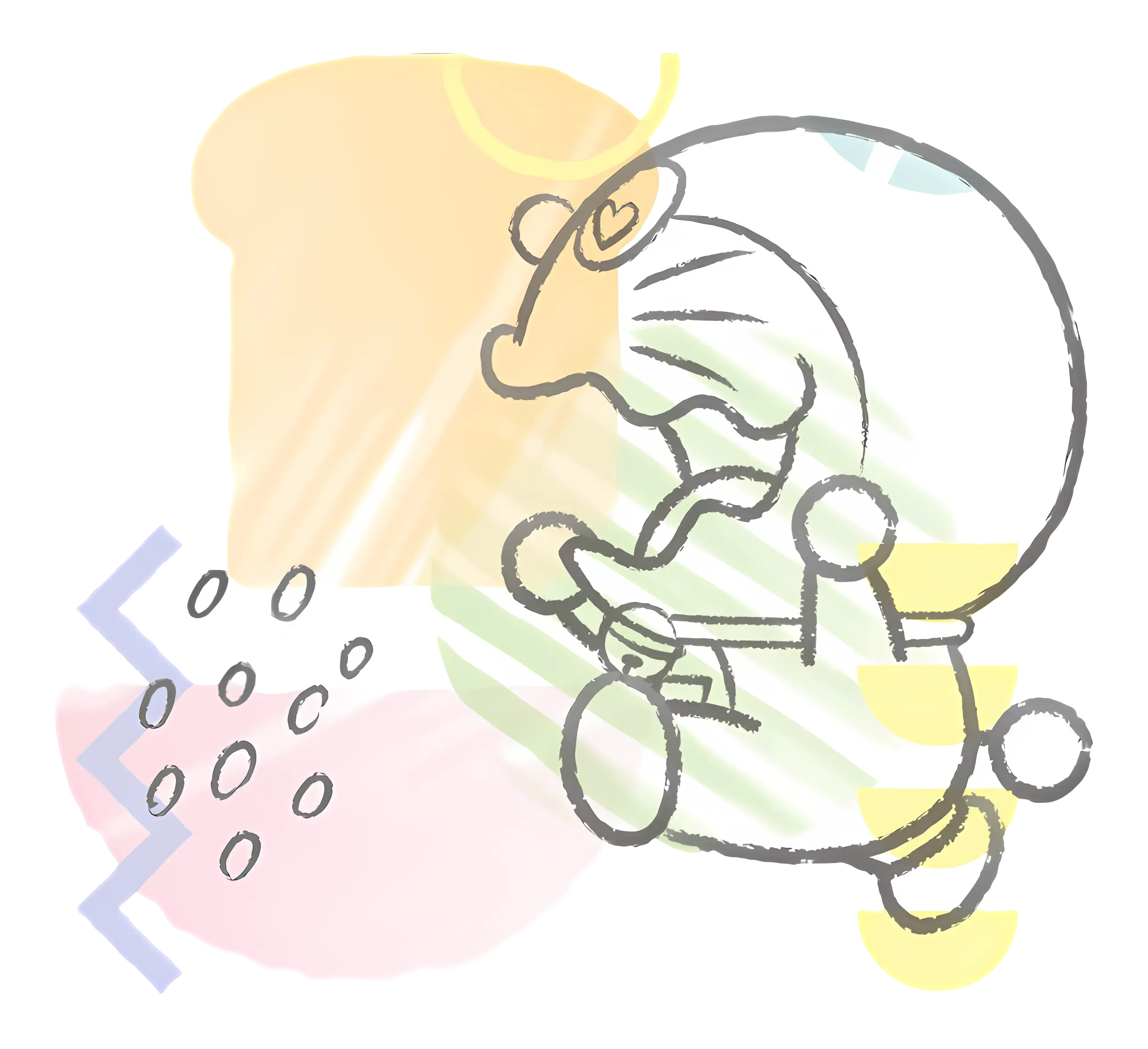 Playful Cartoon Character with Seeds