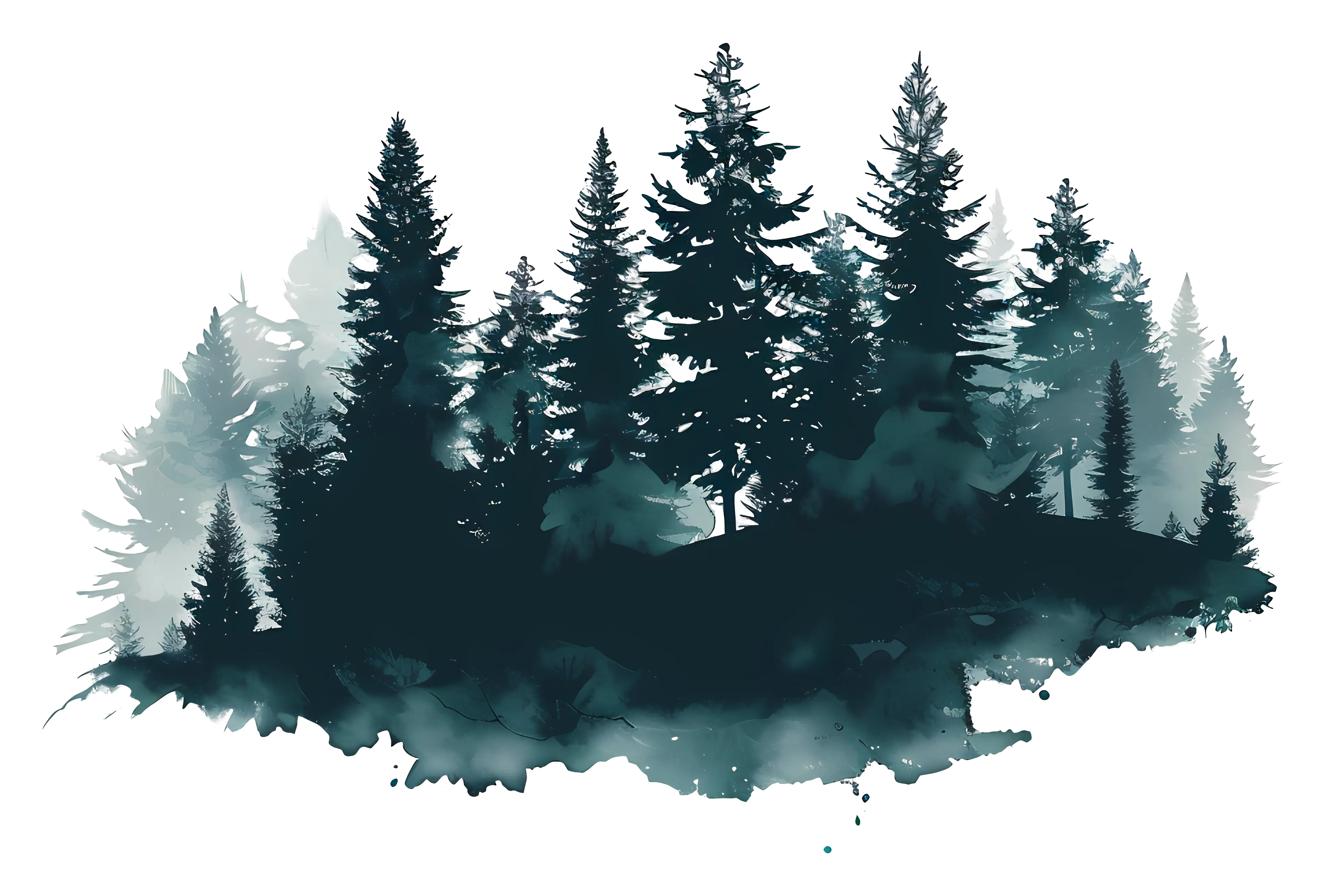 Silhouette of Pine Trees in a Forest