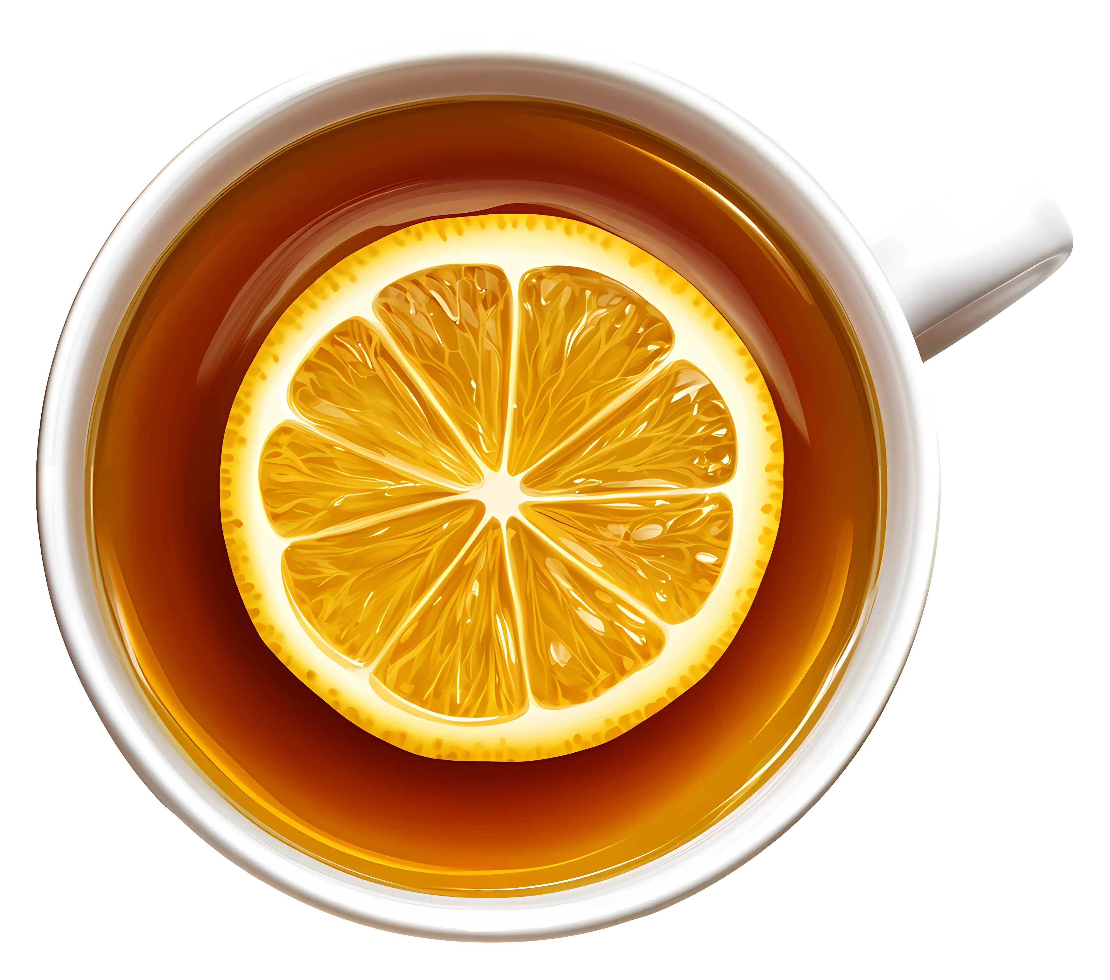 Top View of Lemon Tea in Cup