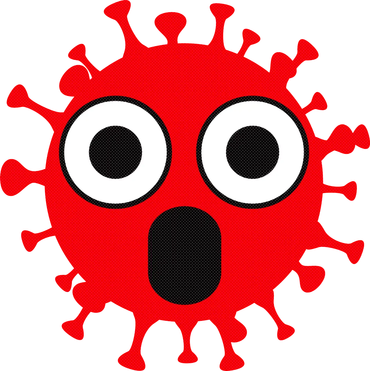 Red Virus with Scared Eyes