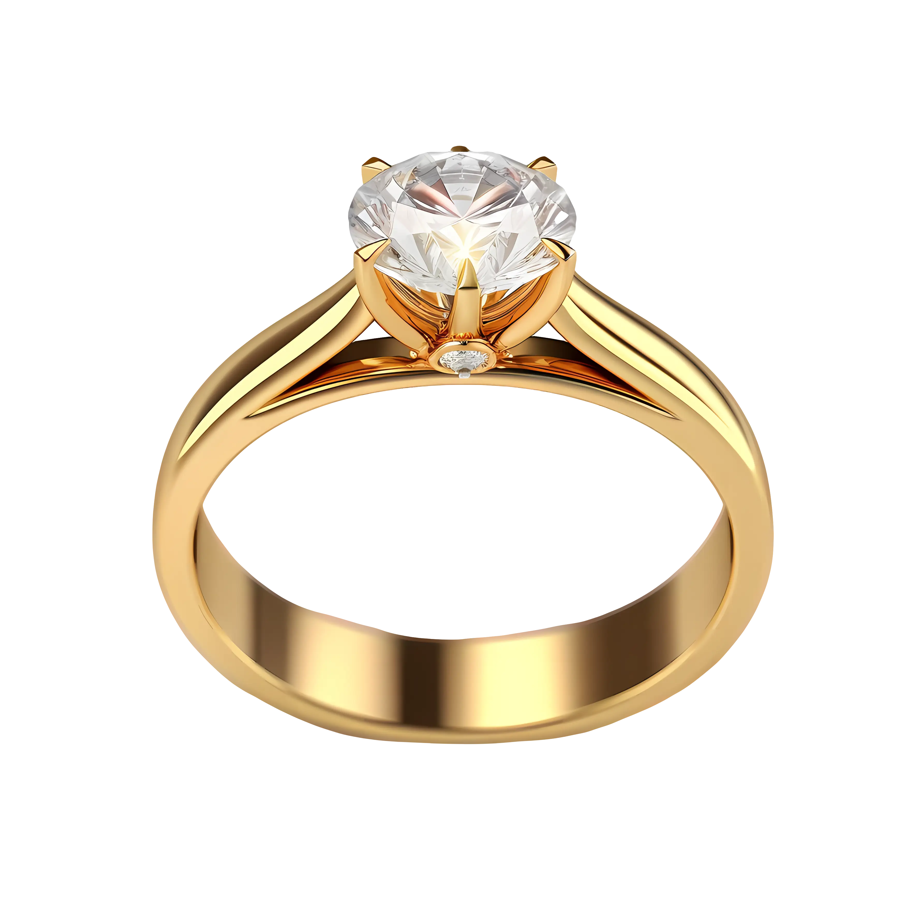 Golden Engagement Ring with Diamond
