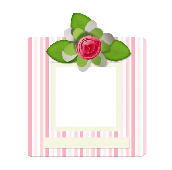 Striped Photo Frame with Flower Decoration