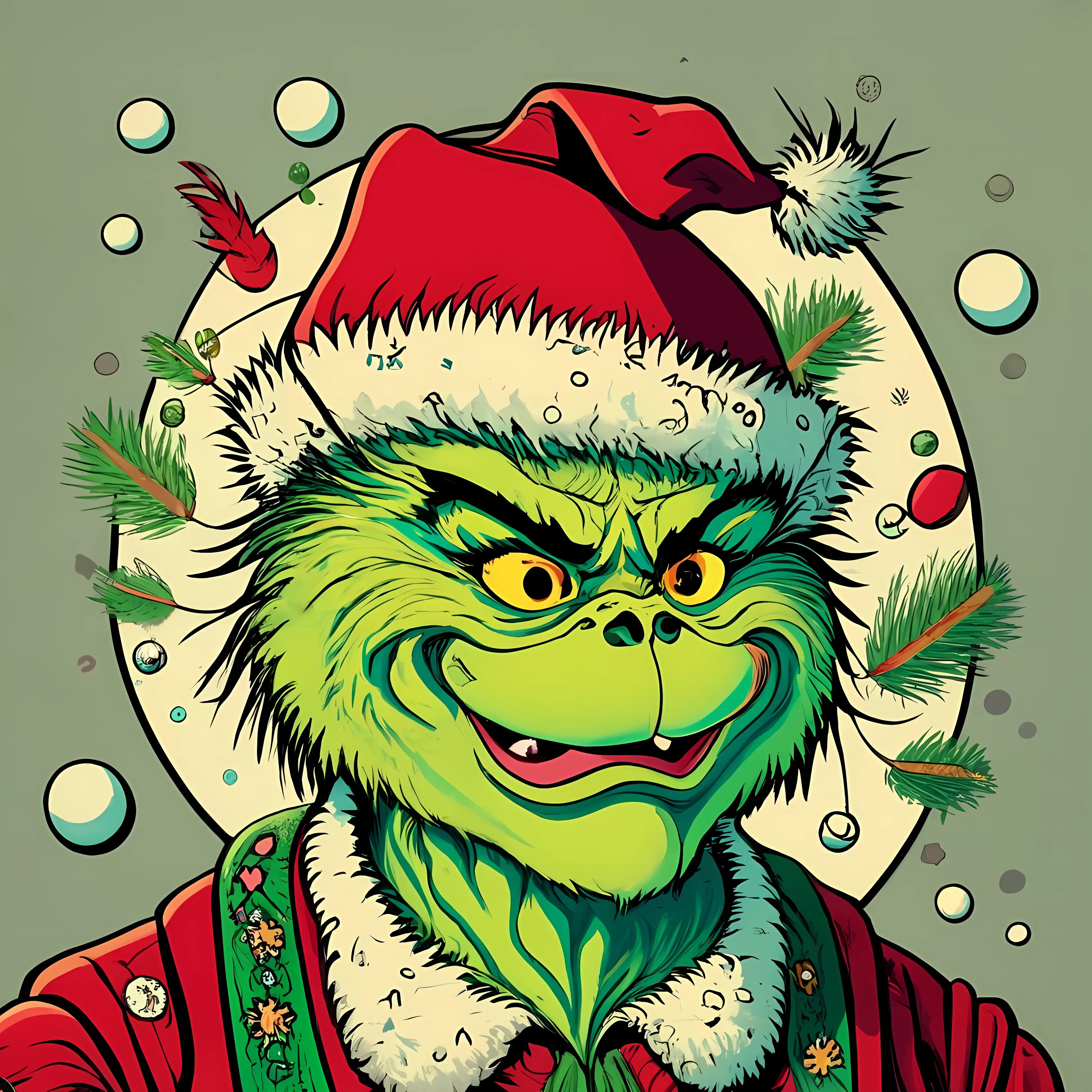 Grinch in Santa Hat for Christmas