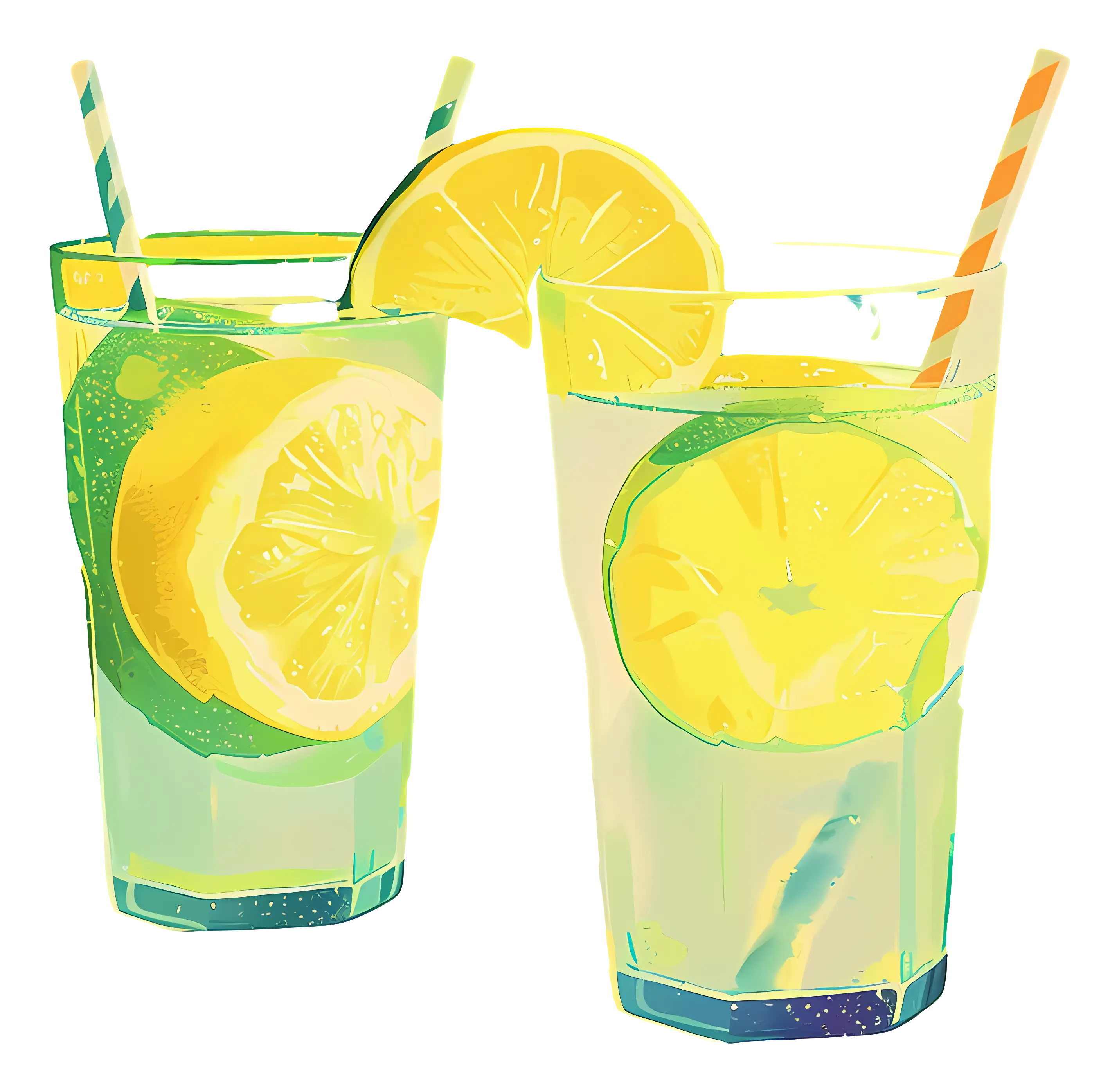 Refreshing Lemonade Glasses with Lemon Slices