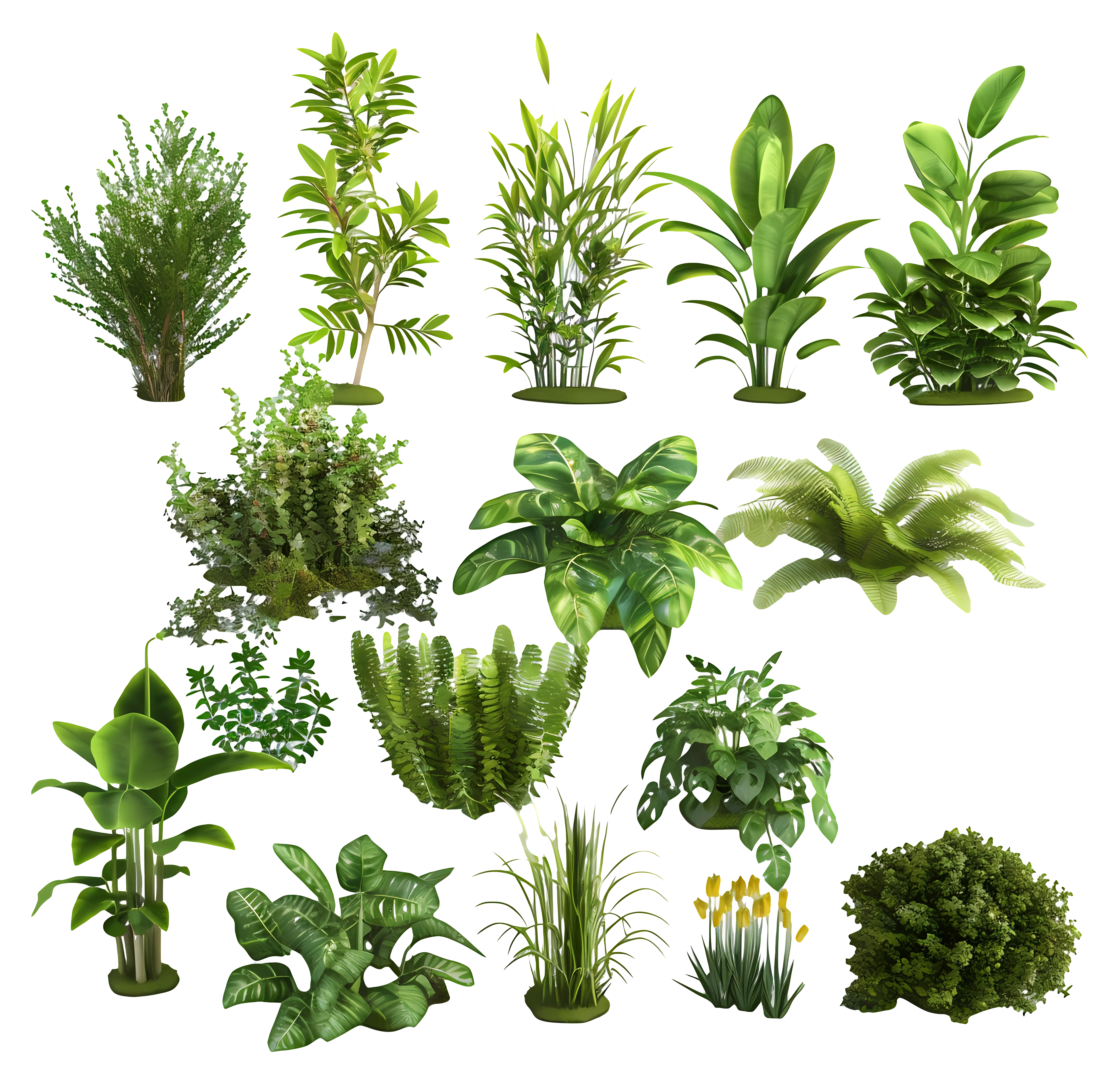 Collection of Green Plants for Home or Garden