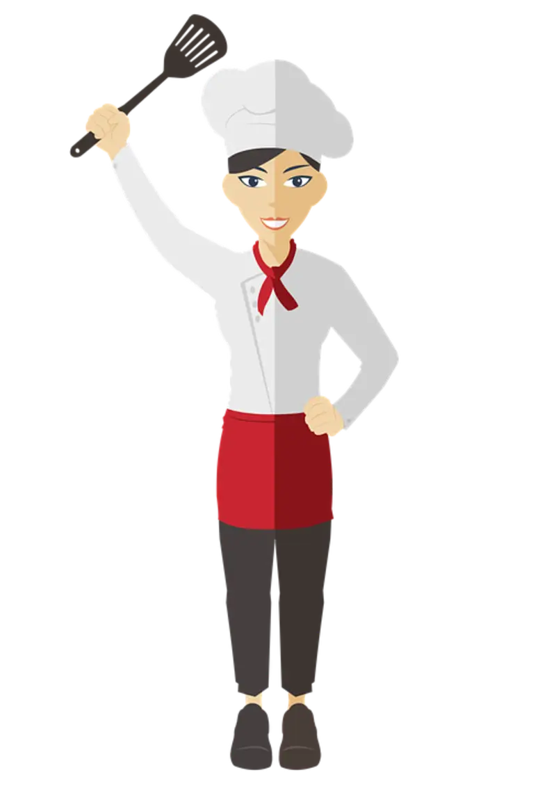 Cartoon Chef Holding Spatula