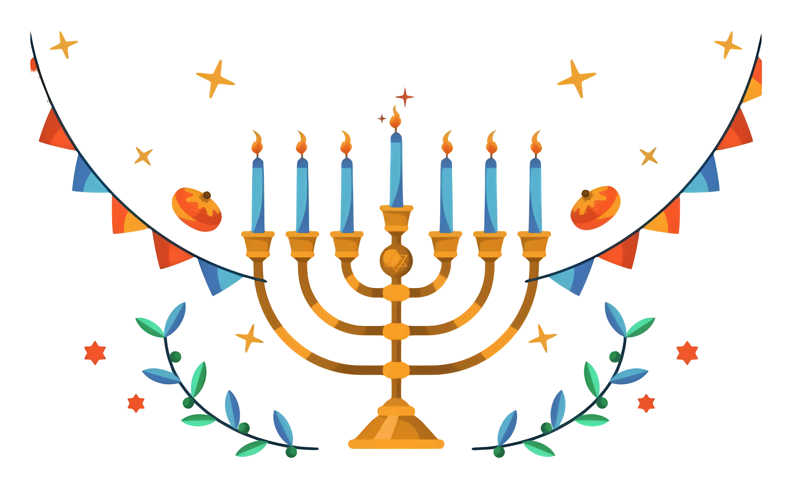 Hanukkah Menorah with Blue Candles