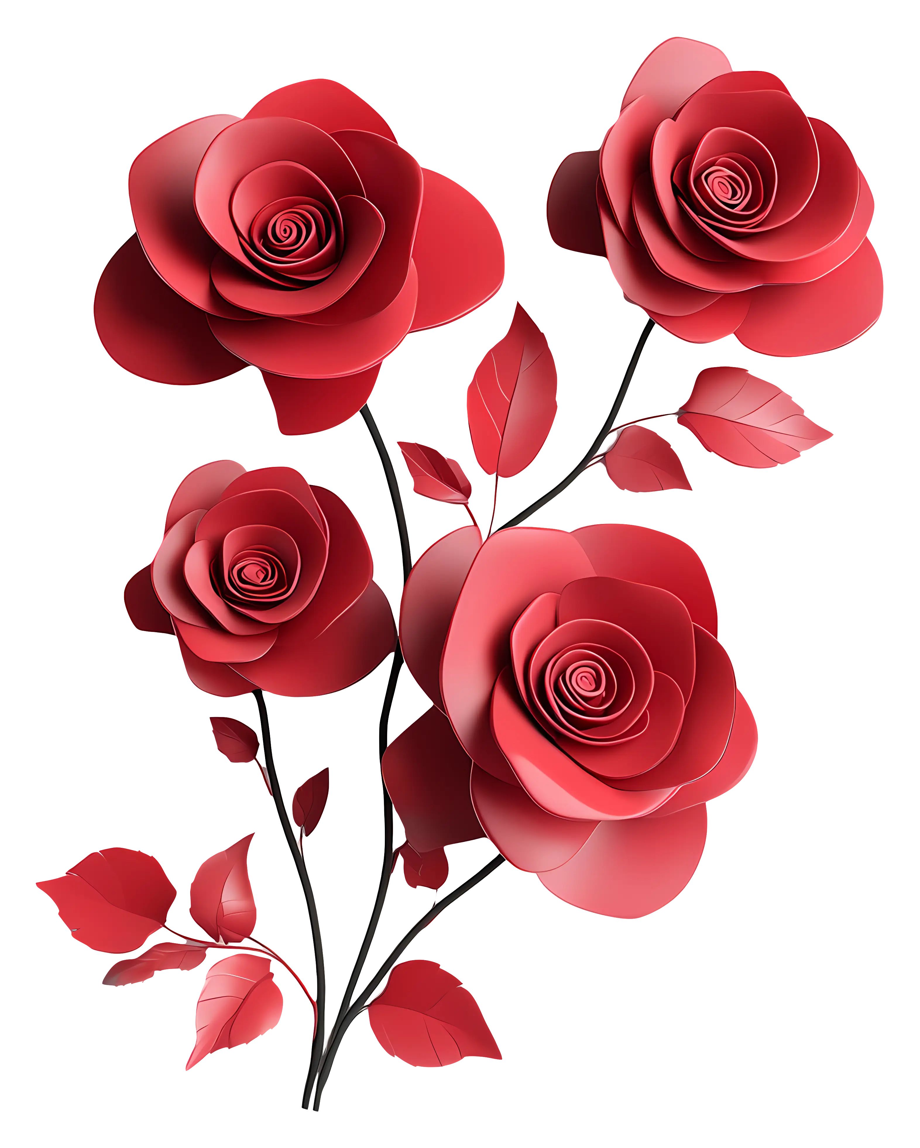 Red Roses Bouquet Illustration